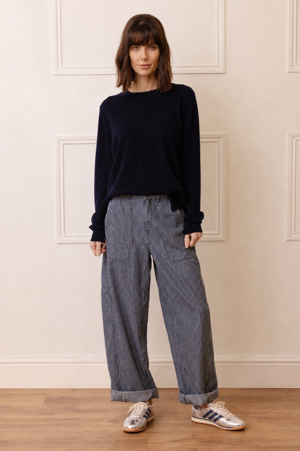 Billie Barrel Leg Striped Trousers