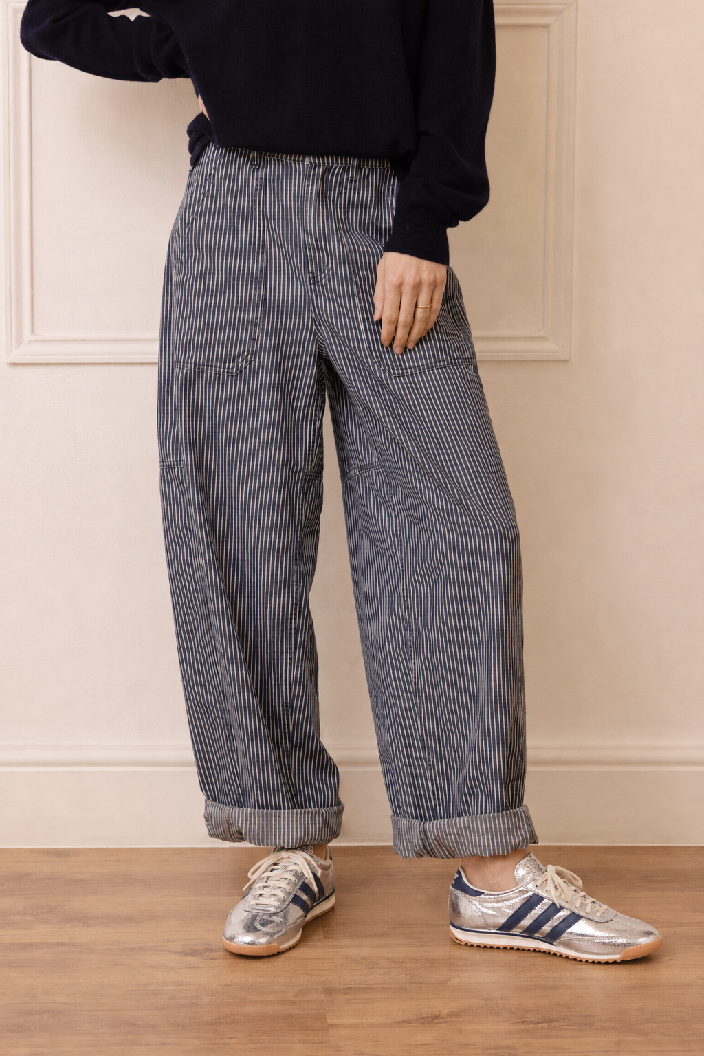 Billie Barrel Leg Striped Trousers