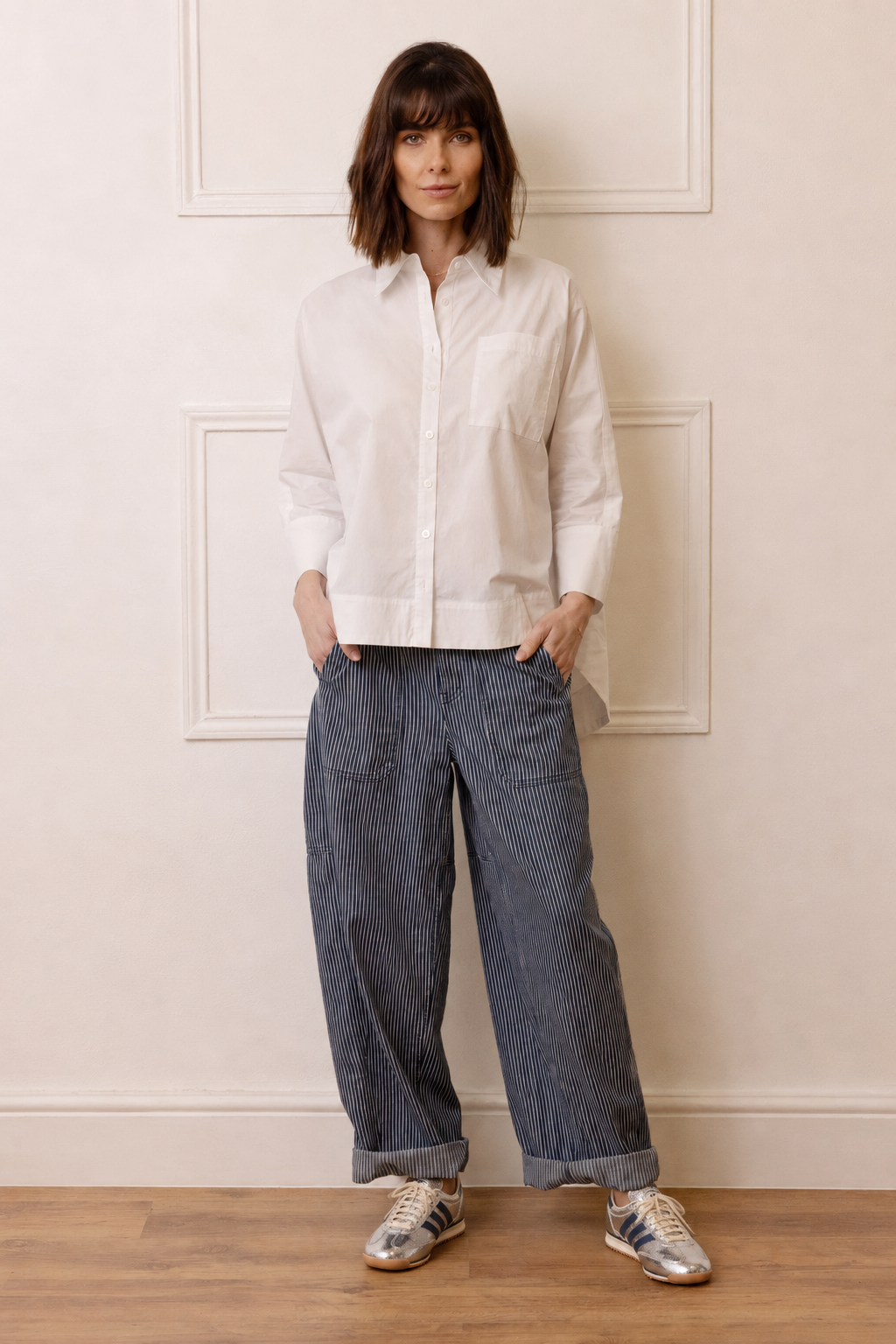Billie Barrel Leg Striped Trousers