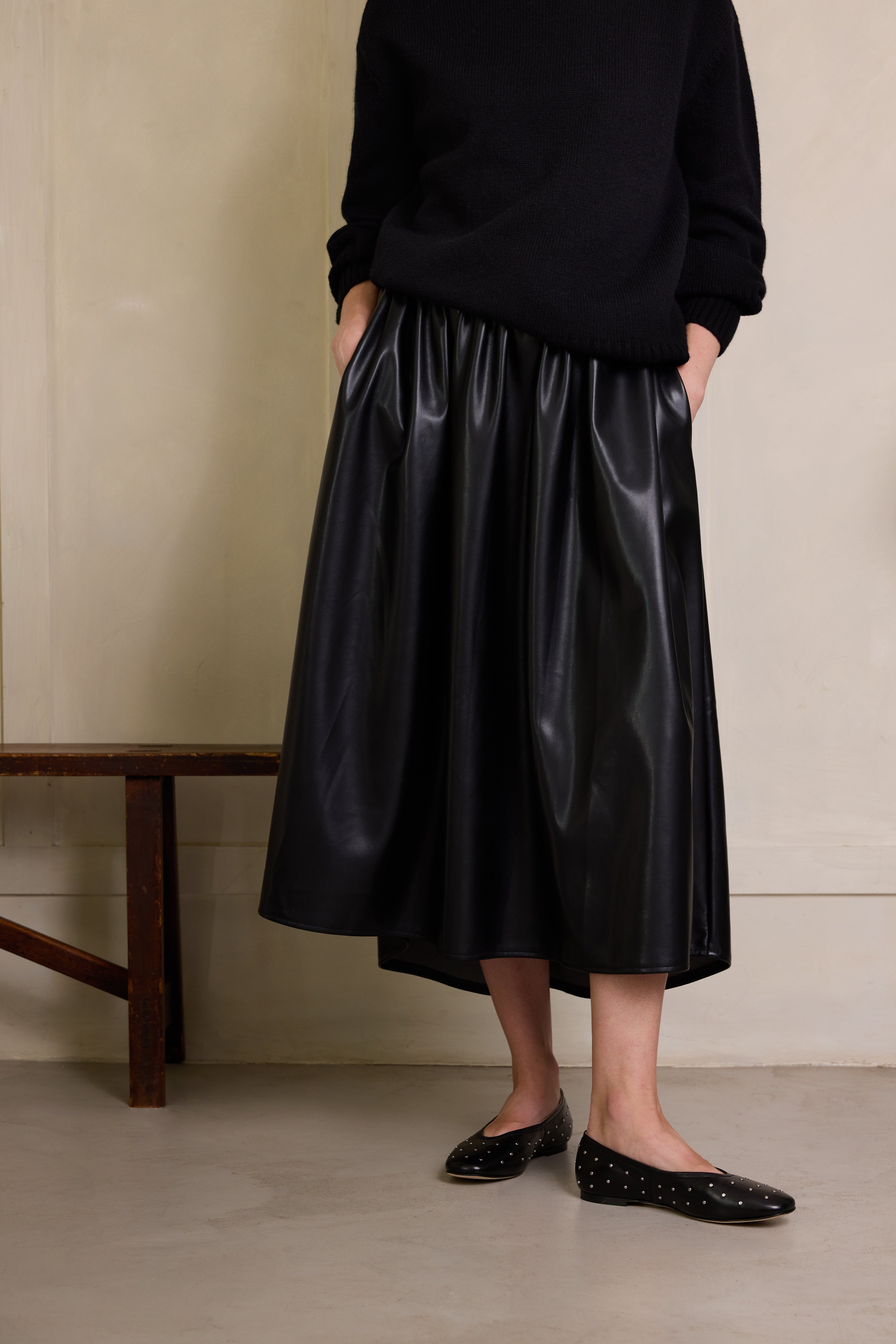 Delphine Faux Leather Skirt - Black