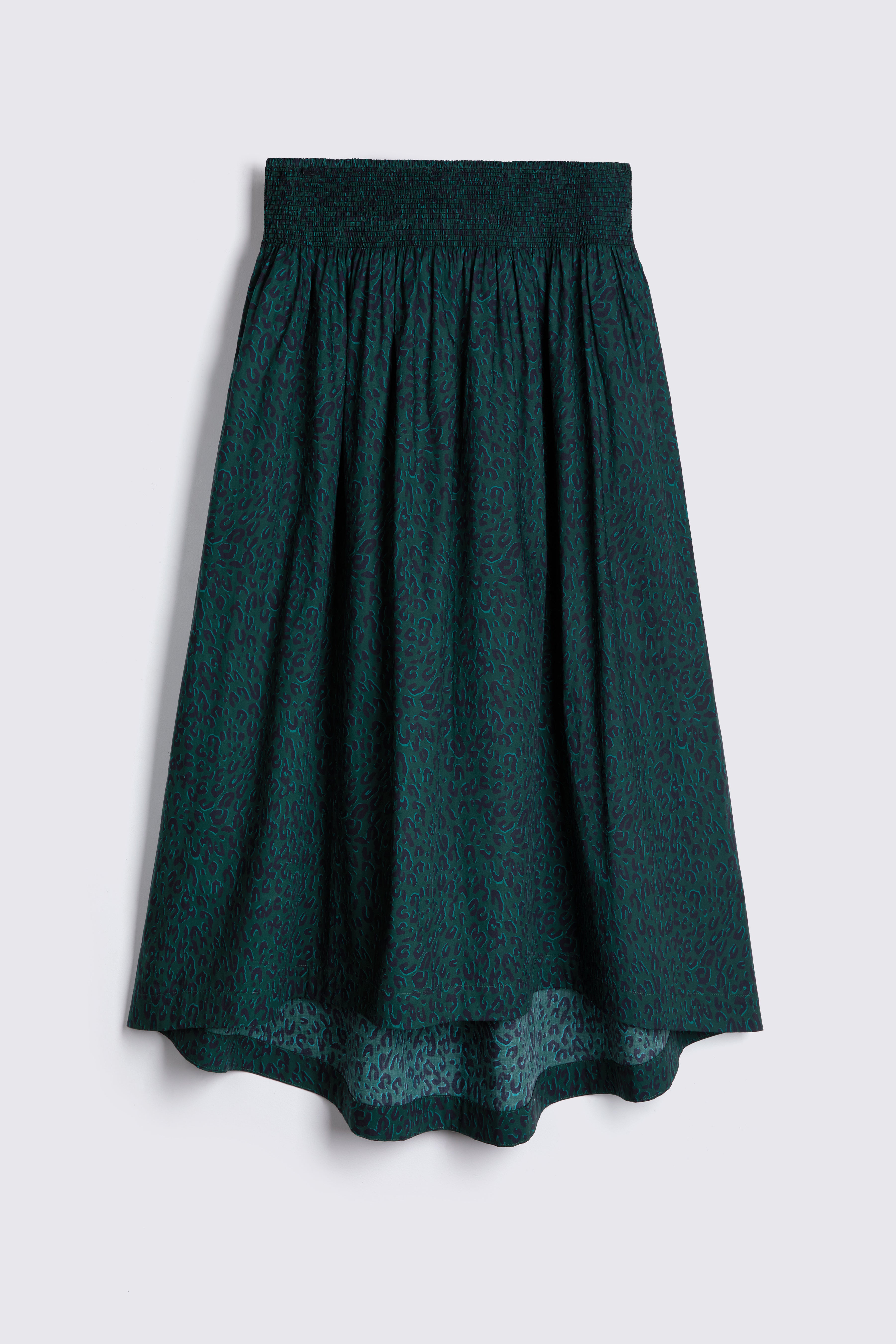 Drew Dip Hem Skirt - Teal Leopard