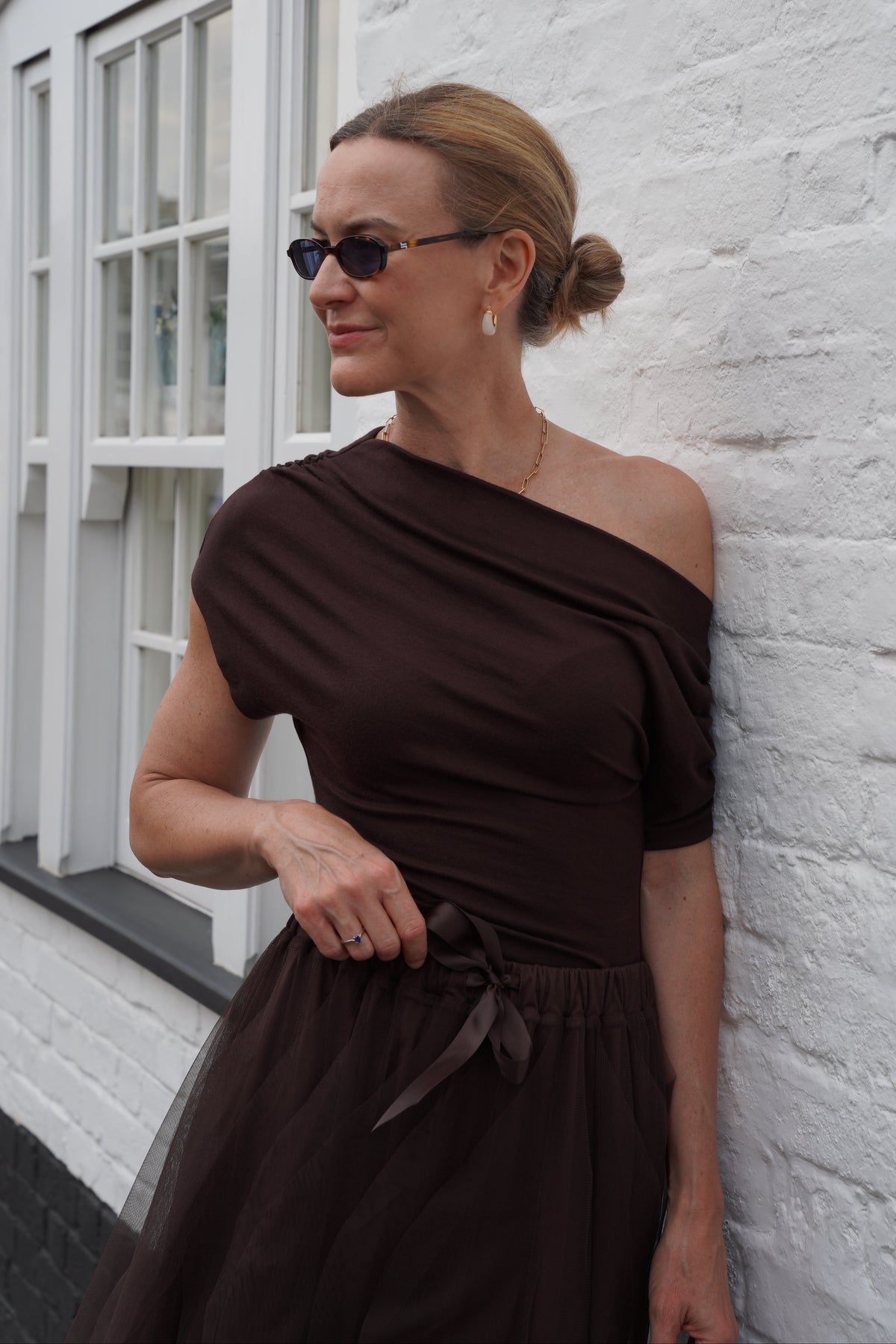 Esme Off Shoulder Top - Chocolate