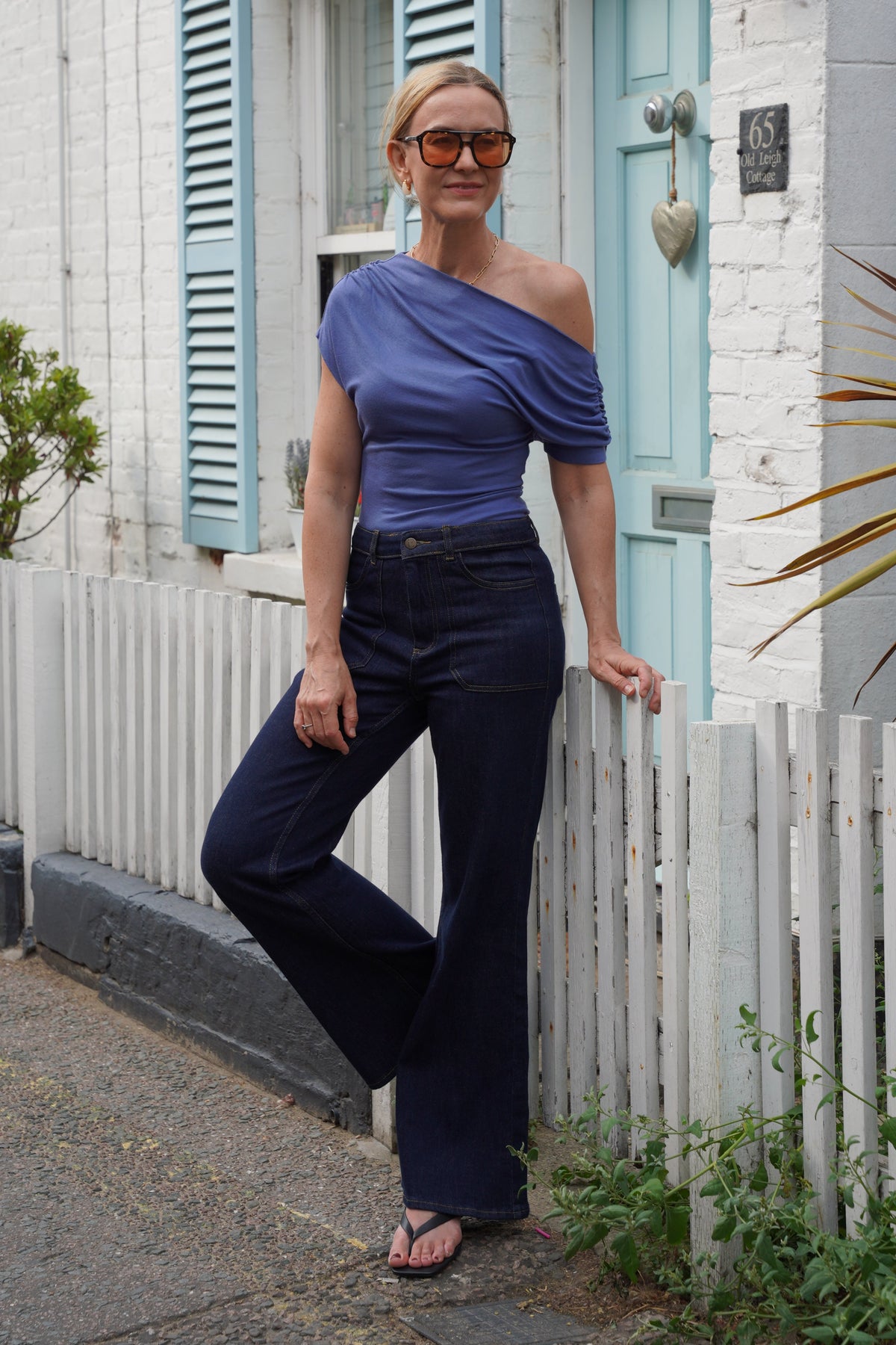 Esme Off Shoulder Top - Blue