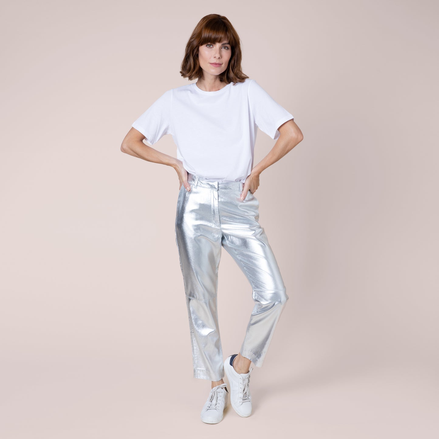 Eleven Loves elevenloves 11loves ellen loves silver trousers coated jeans straight leg silver jeans
