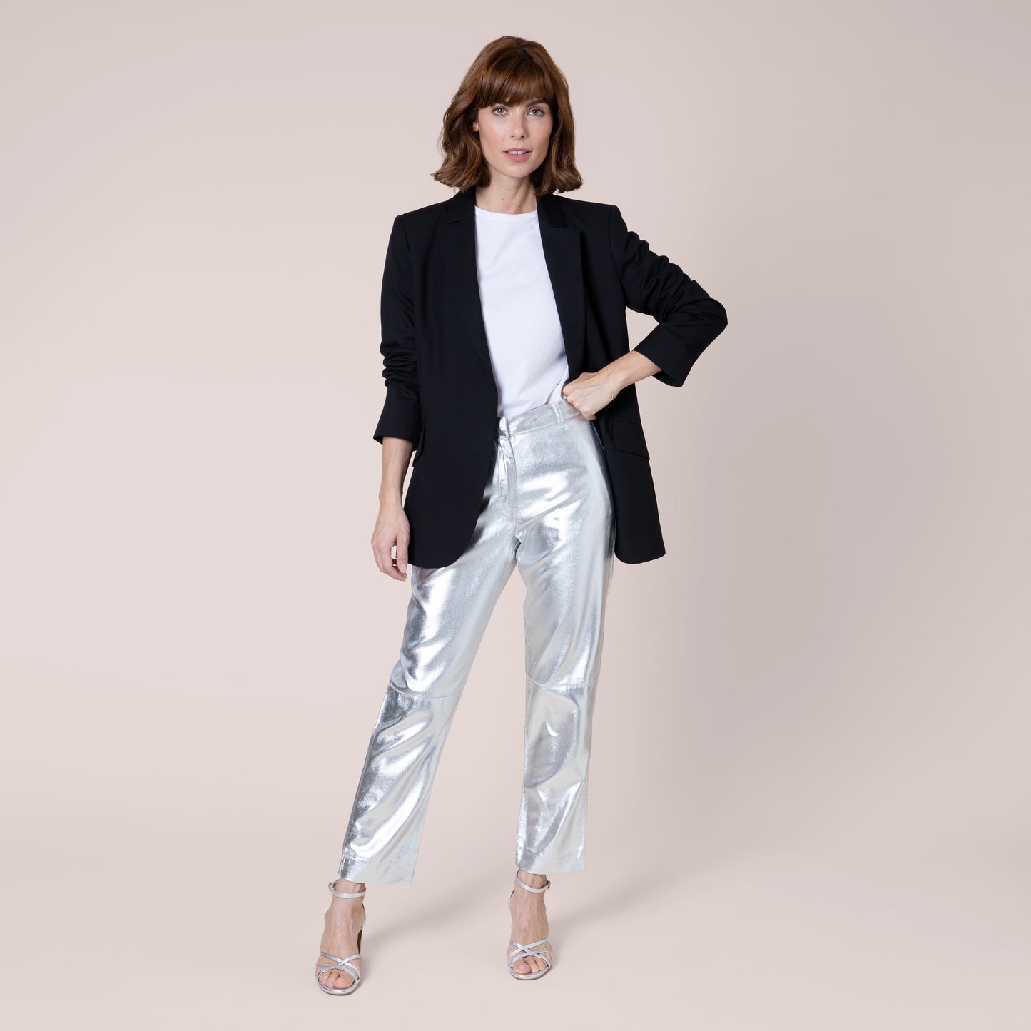 Eleven Loves elevenloves 11loves ellen loves silver trousers coated jeans straight leg silver jeans