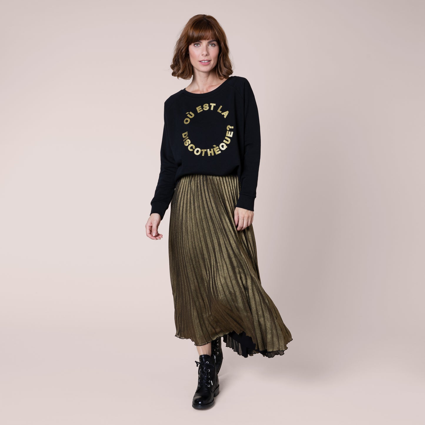 OU EST LA DISCOTHEQUE SWEATSHIRT GOLD GLITTER ON BLACK ELEVEN LOVES