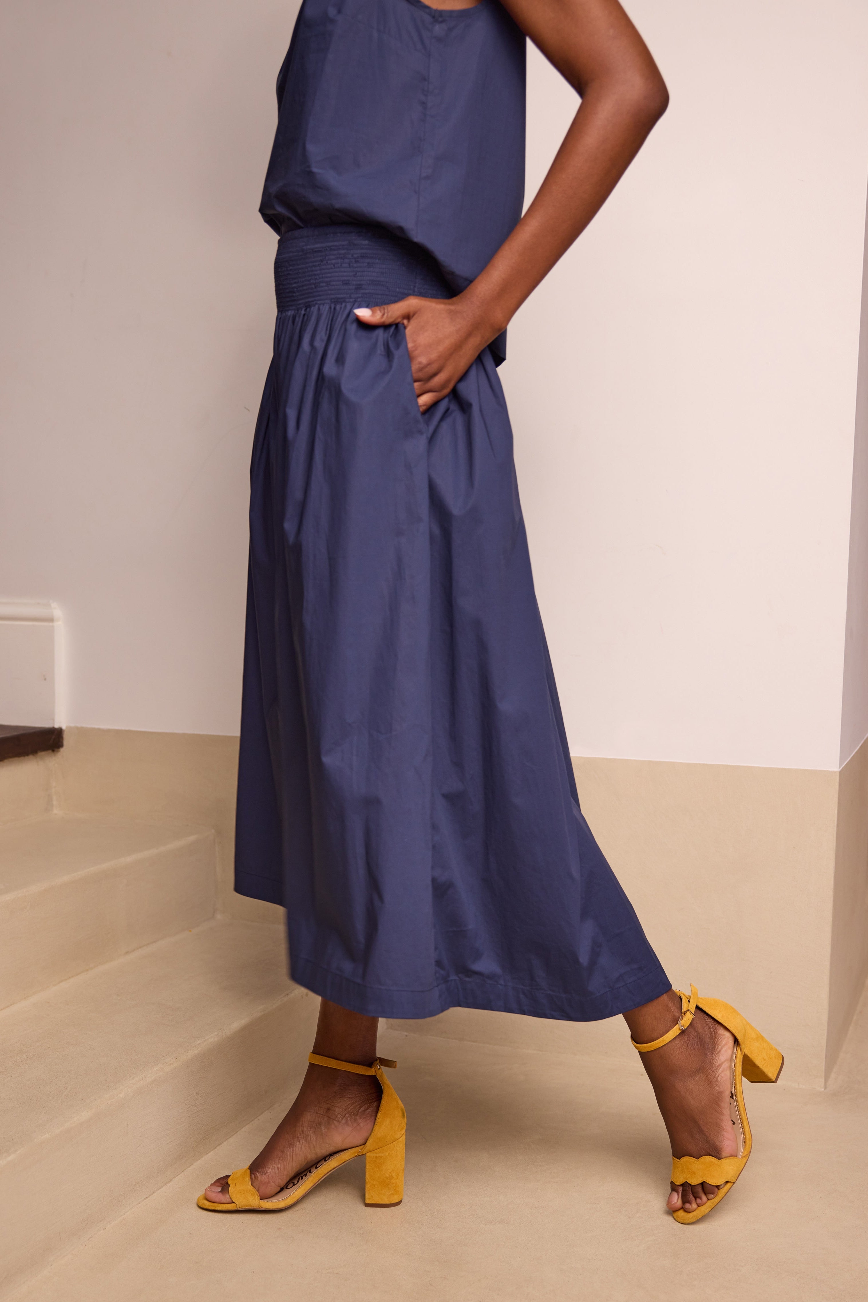 Drew Dip Hem Skirt - Navy - Eleven Loves