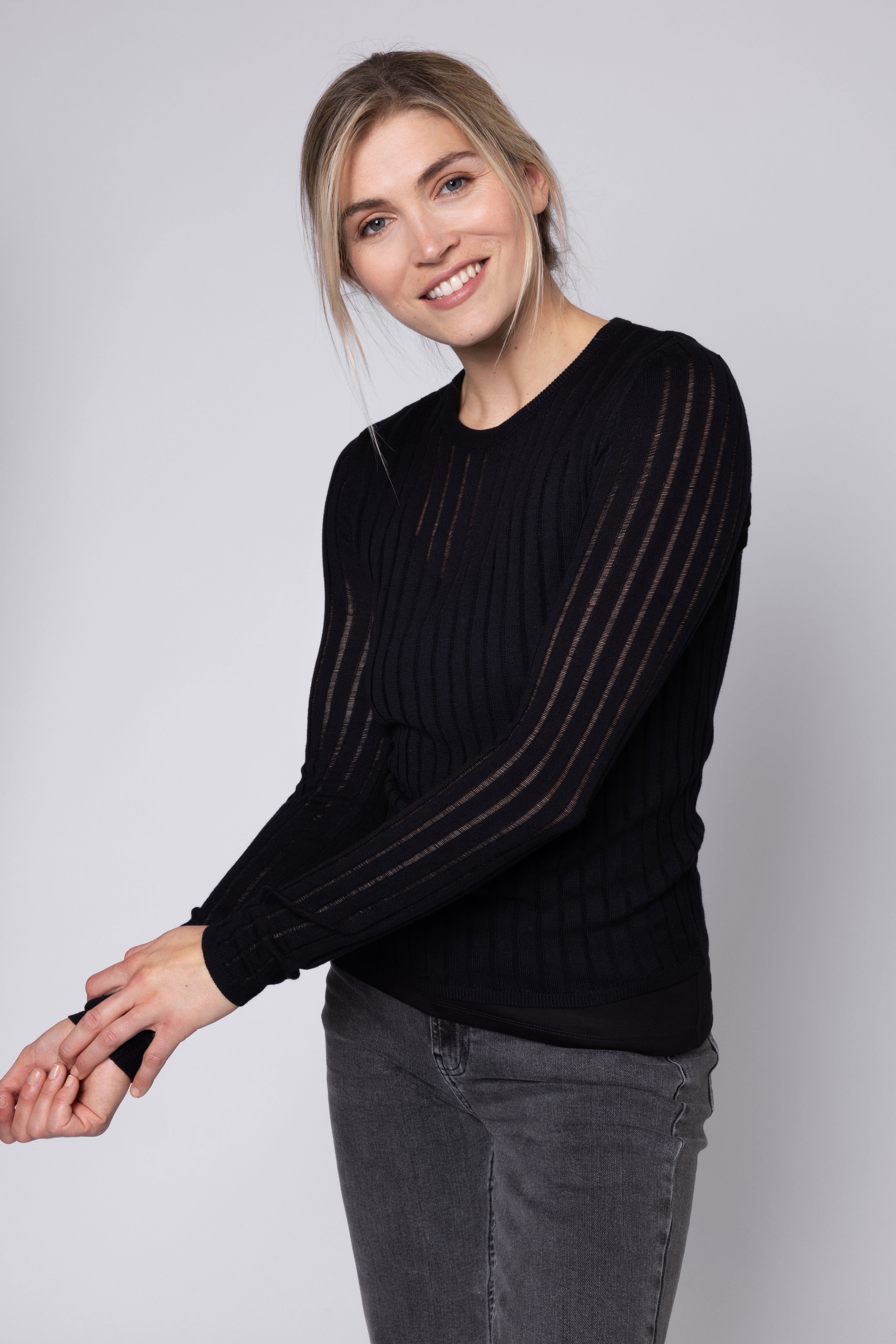 Iggy Sheer Rib Jumper - Black