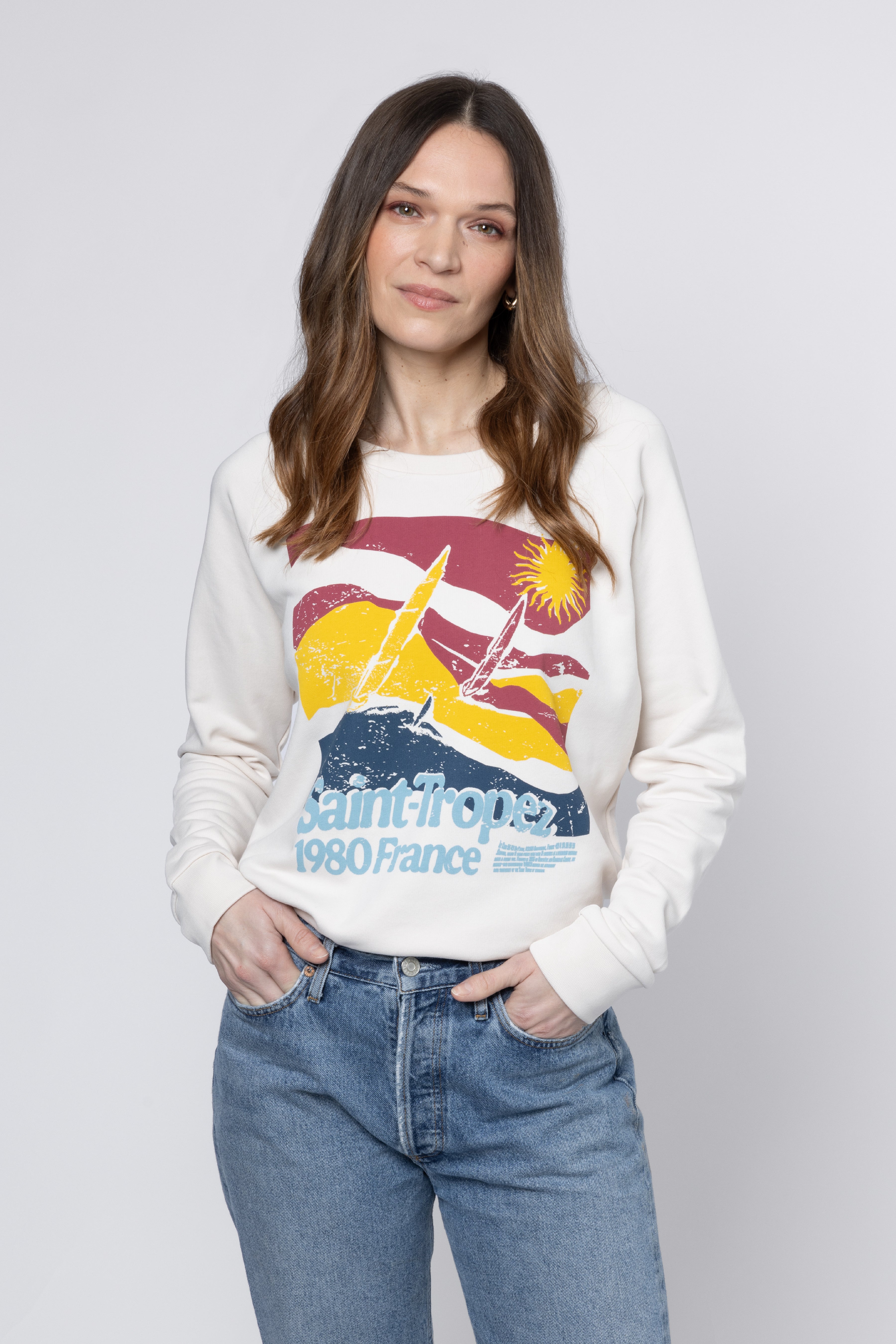 St Tropez Sweatshirt - Vintage White