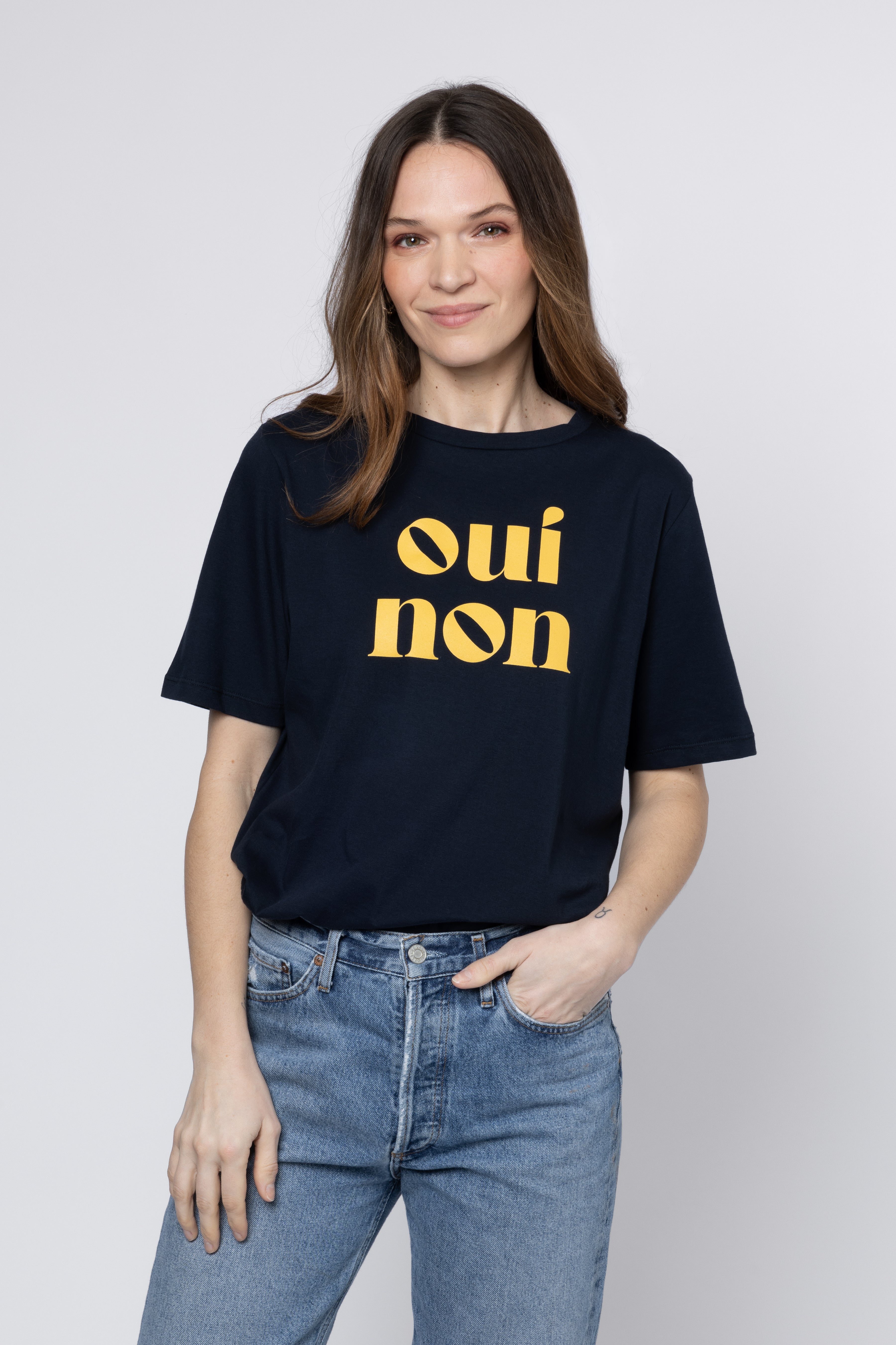 Oui Non Boyfriend T-Shirt - Navy - Eleven Loves