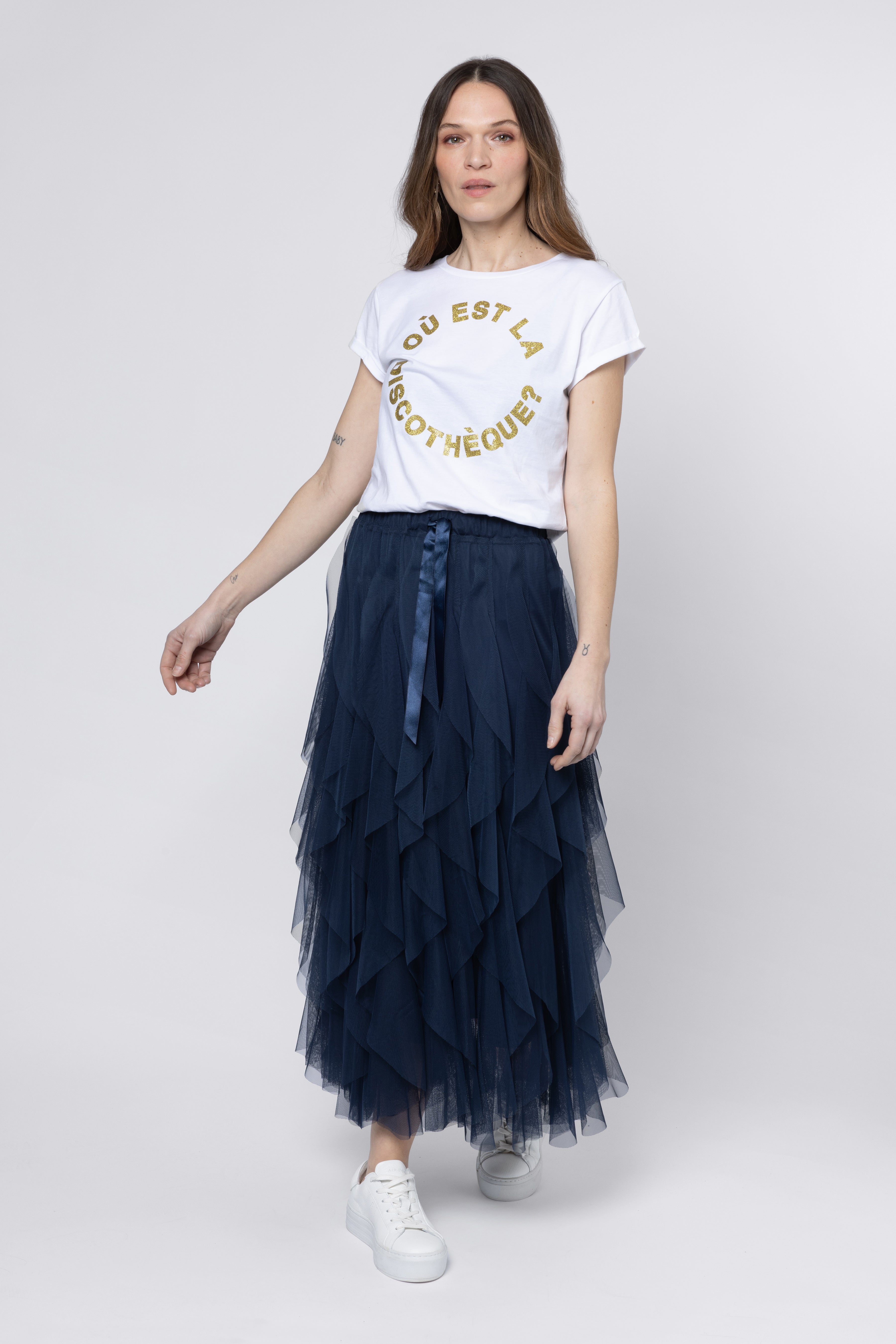 Iris Tulle Maxi Skirt - Navy