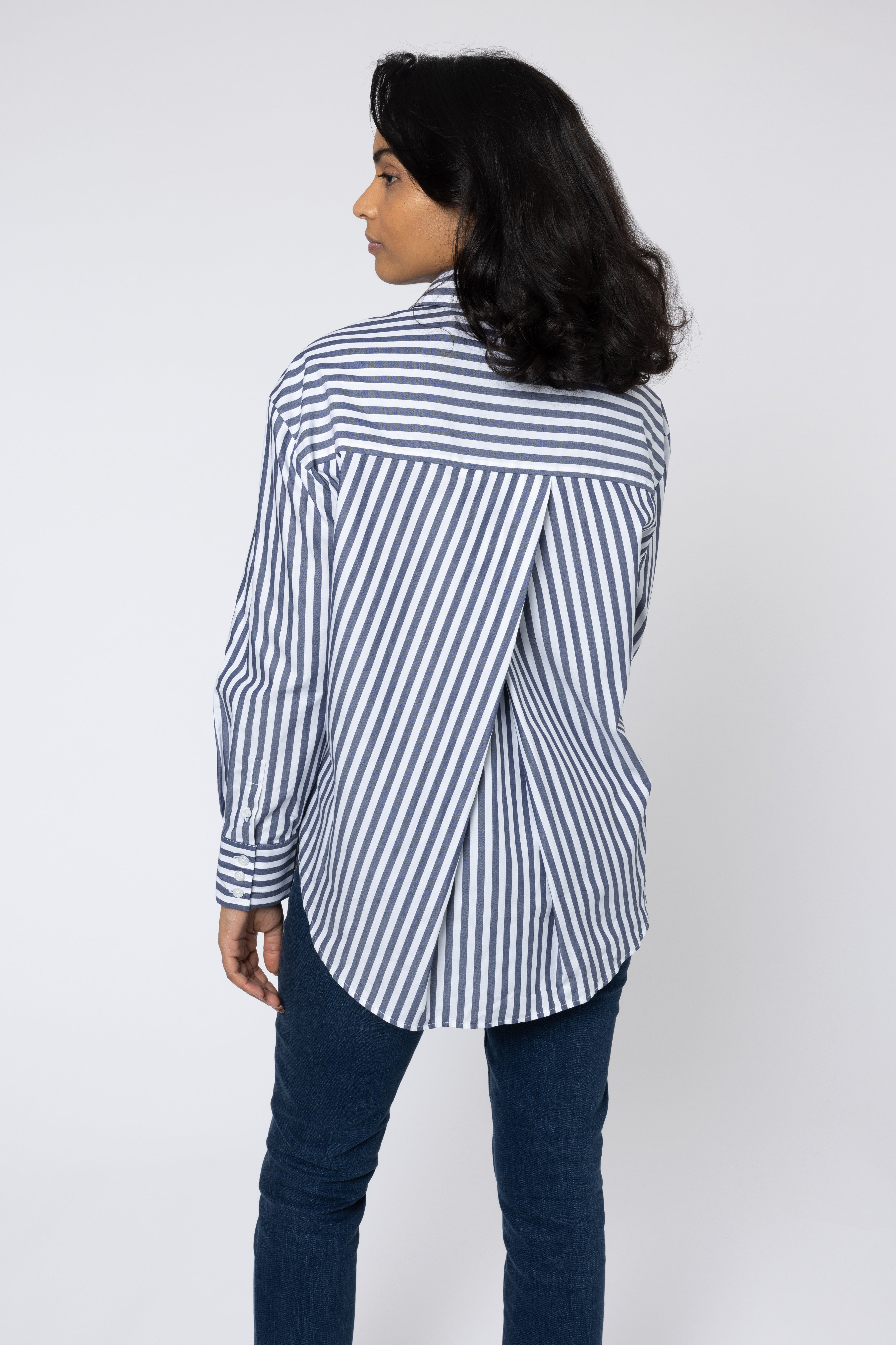 the perfect cross back shirt womens cross back shirt blue striped shirt scandinavian european shirt eleven loves 11loves ellen loves sustainable