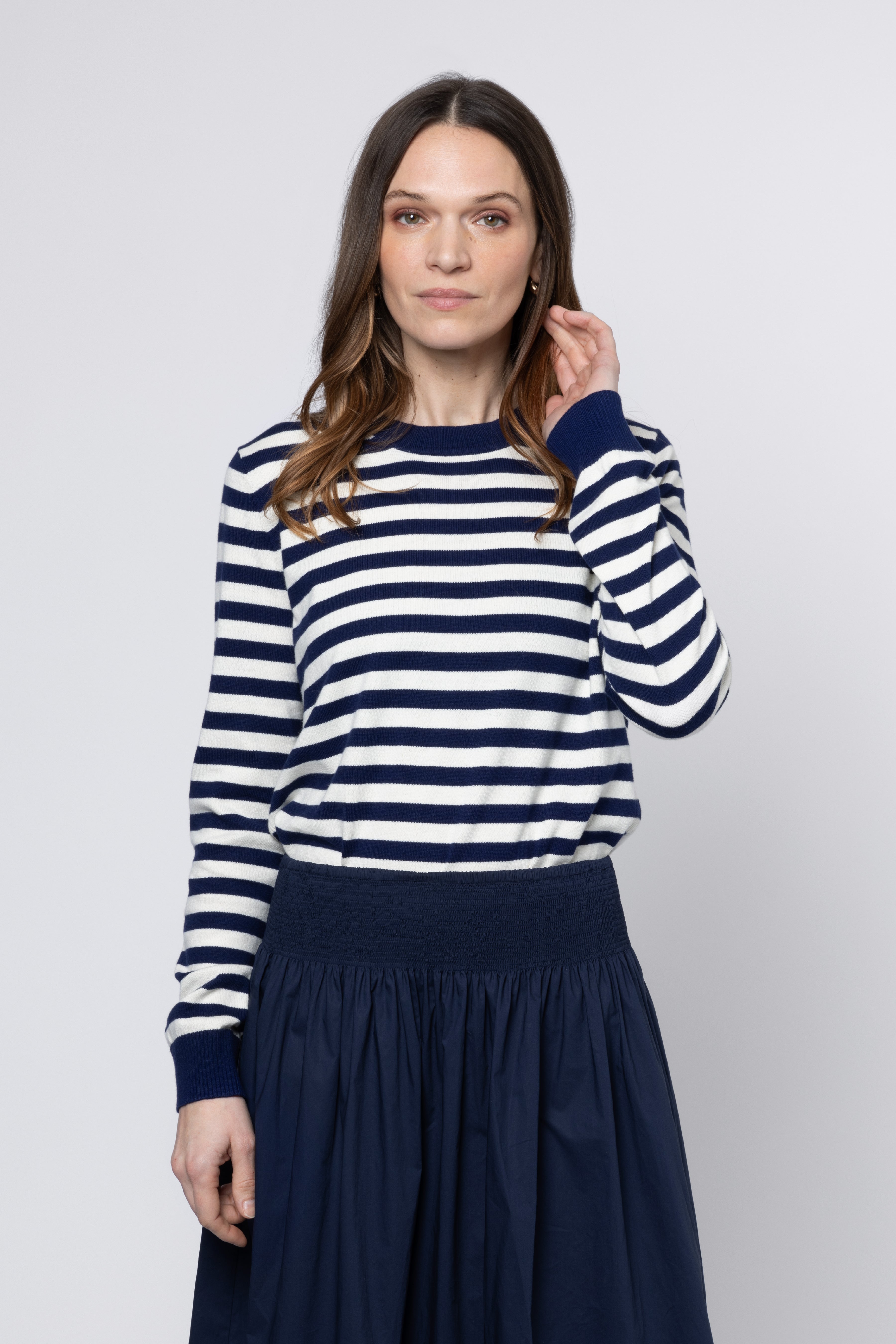 Camille Striped Jumper - Navy Ivory
