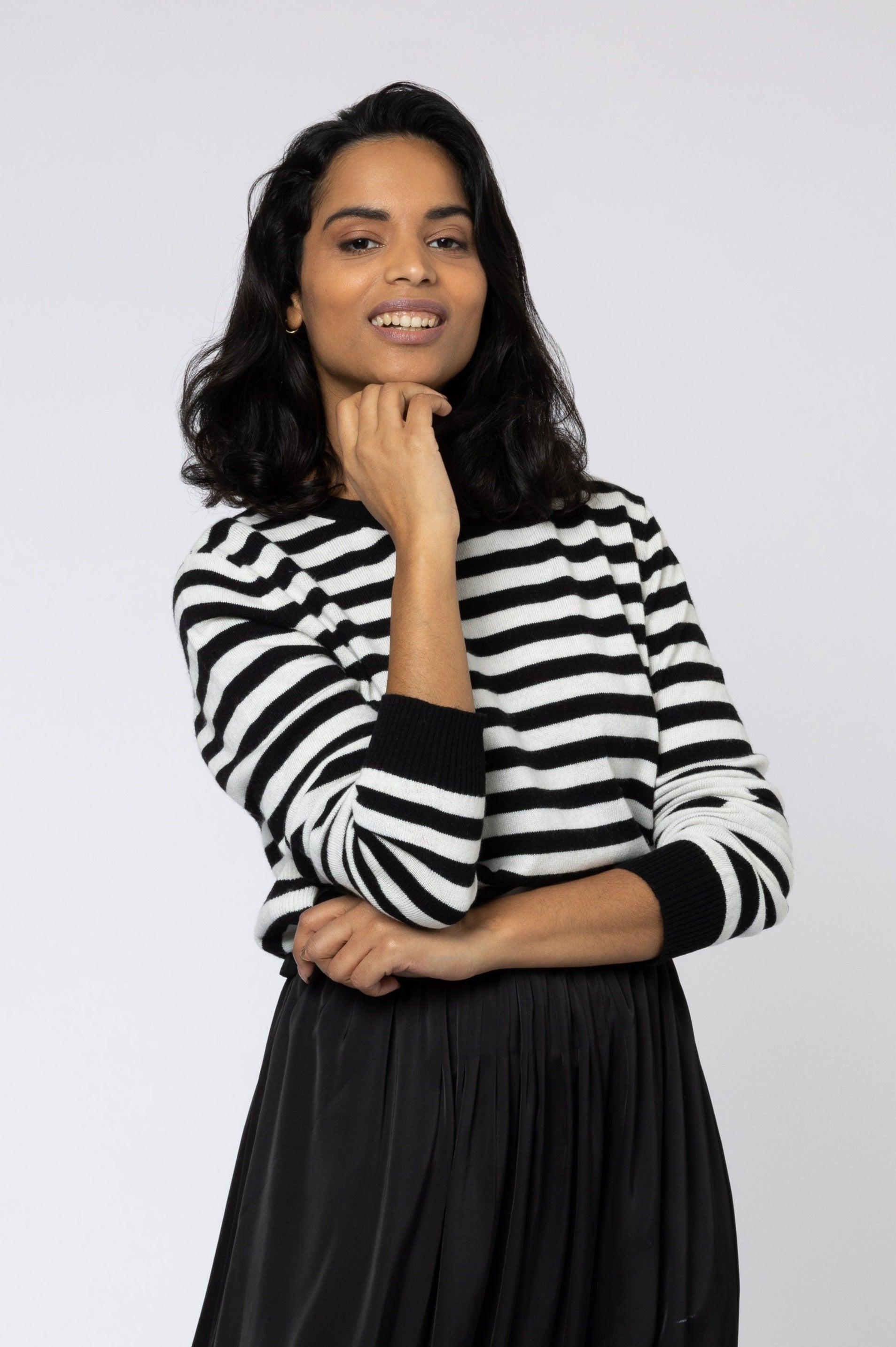 Camille Jumper Knitted jumper striped knitted jumper black and white stripe eleven loves ellen loves 11loves