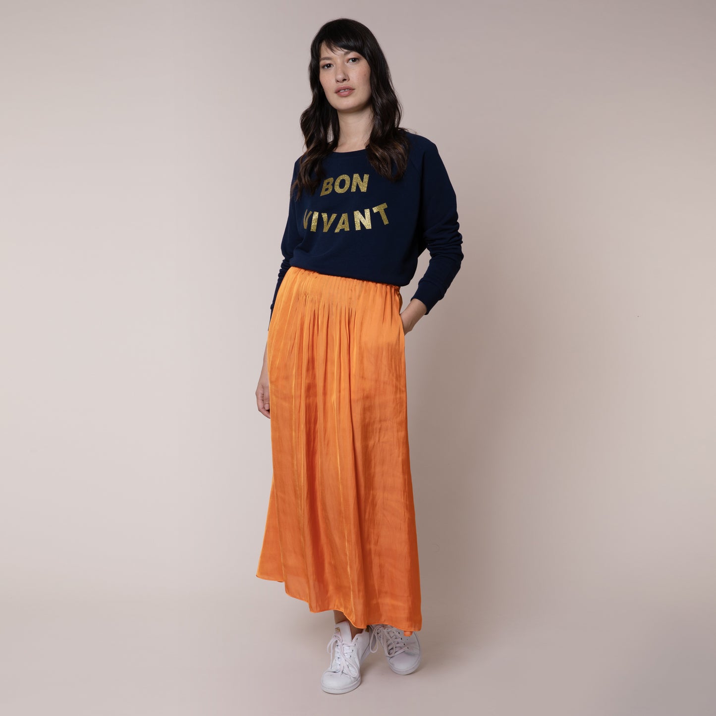 SAFFY SATIN SKIRT (ORANGE)