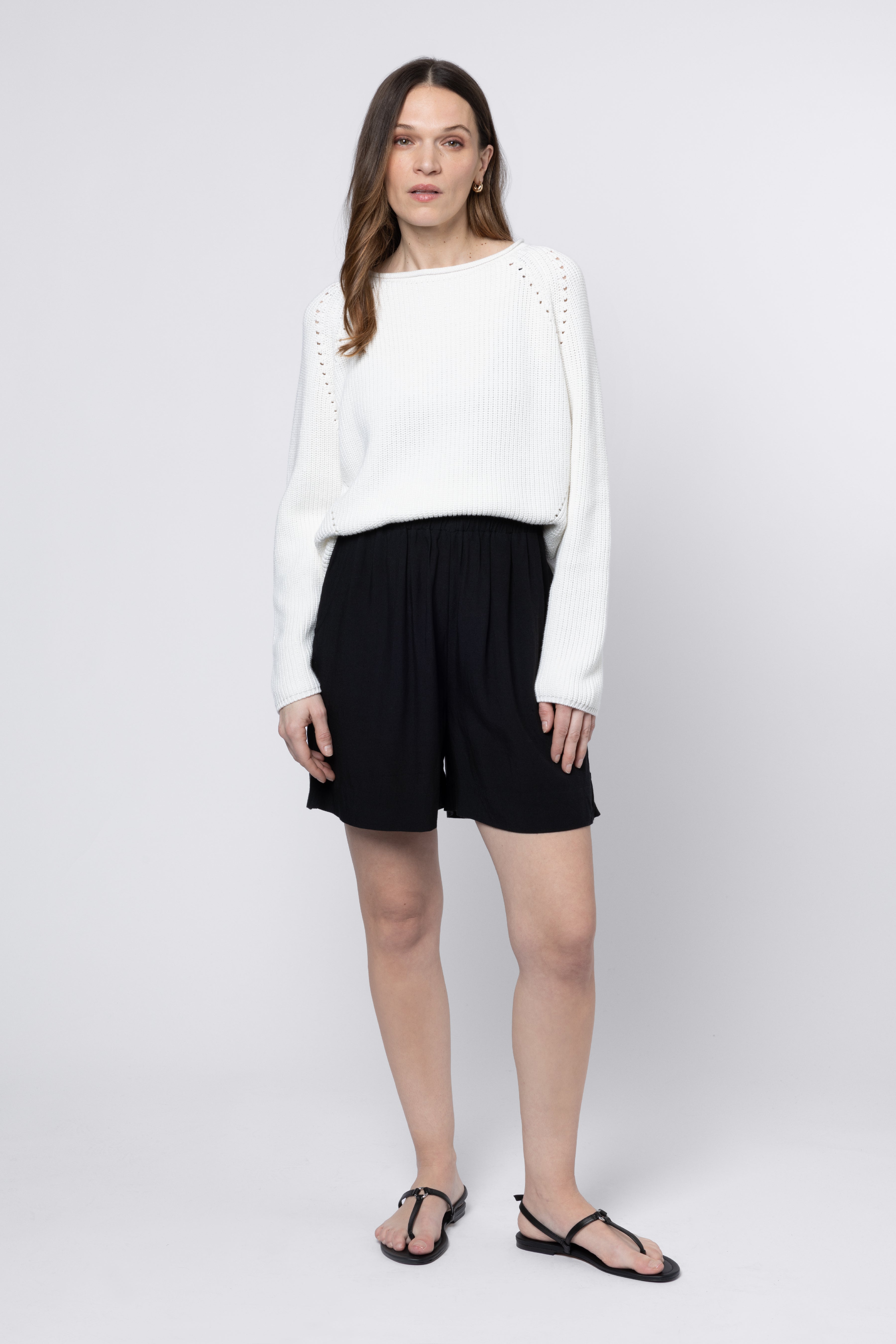 Lottie Linen Blend Shorts - Black - Eleven Loves