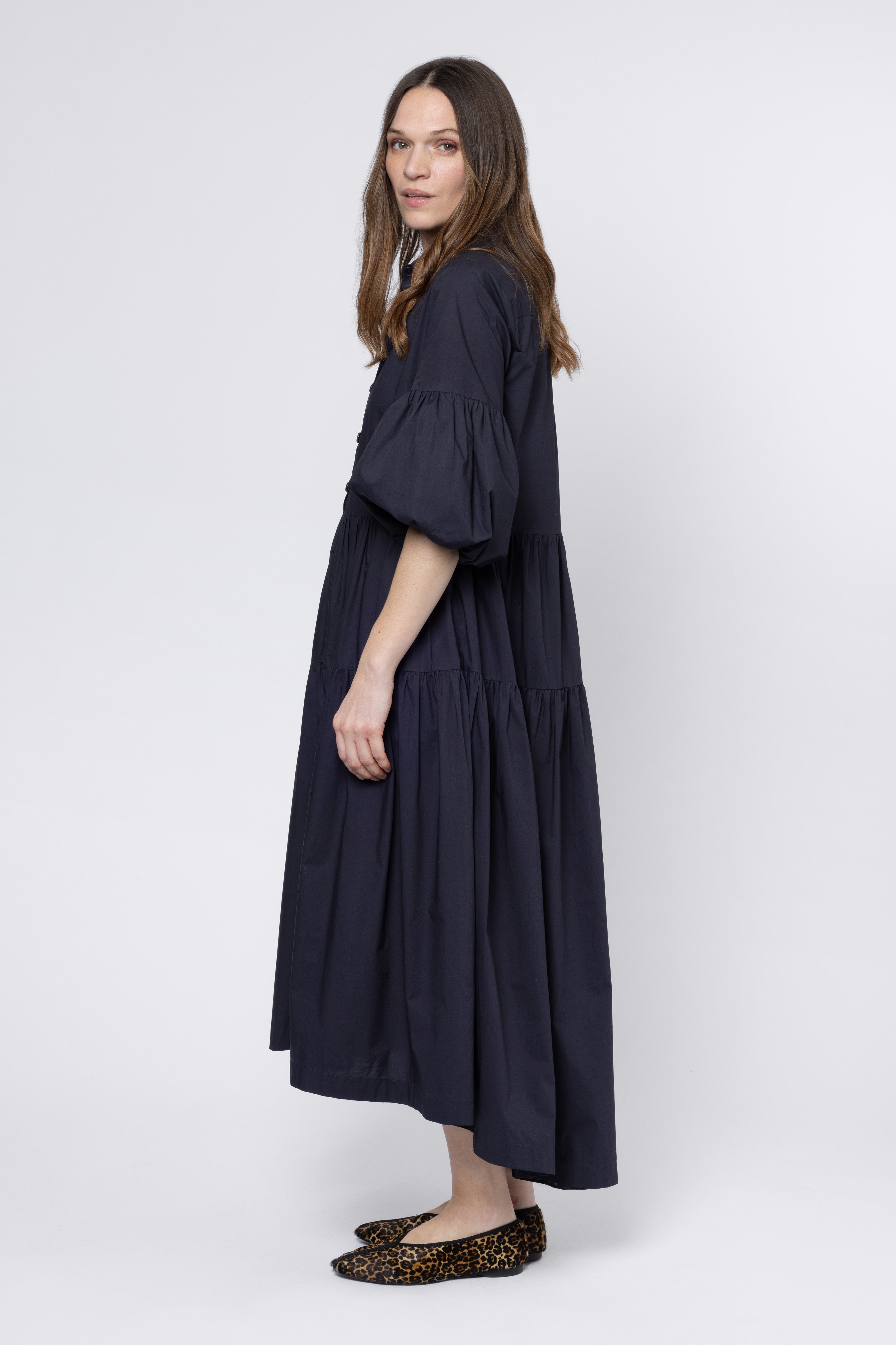 Elise Balloon Sleeve Dress - Washed Black - Eleven Loves