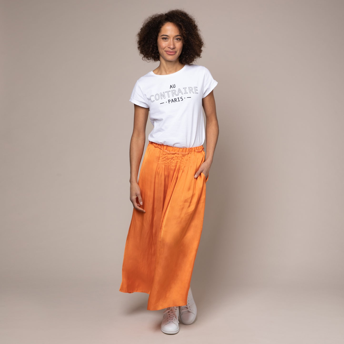 SAFFY SATIN SKIRT (ORANGE)