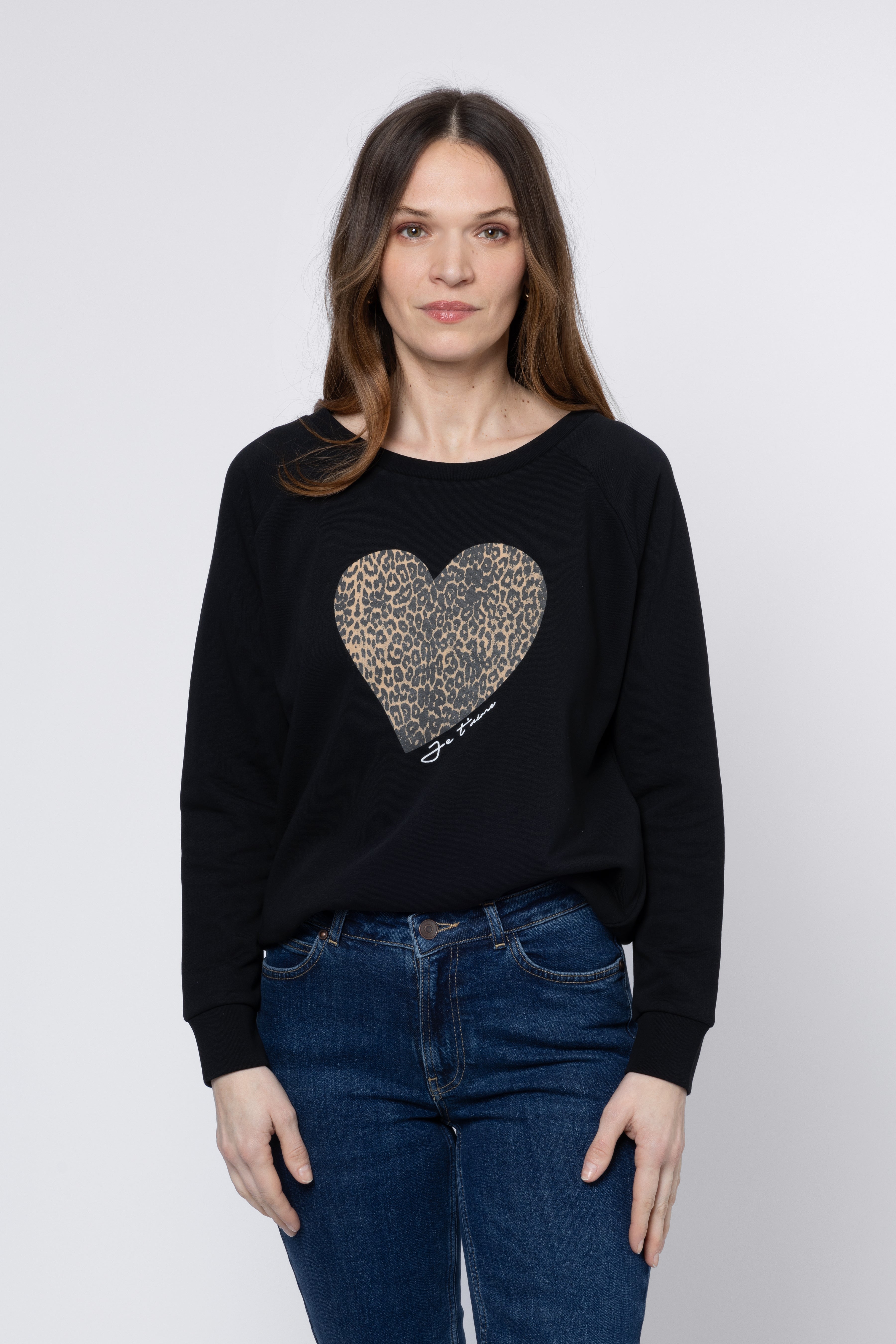 Leopard Heart Sweatshirt - Black