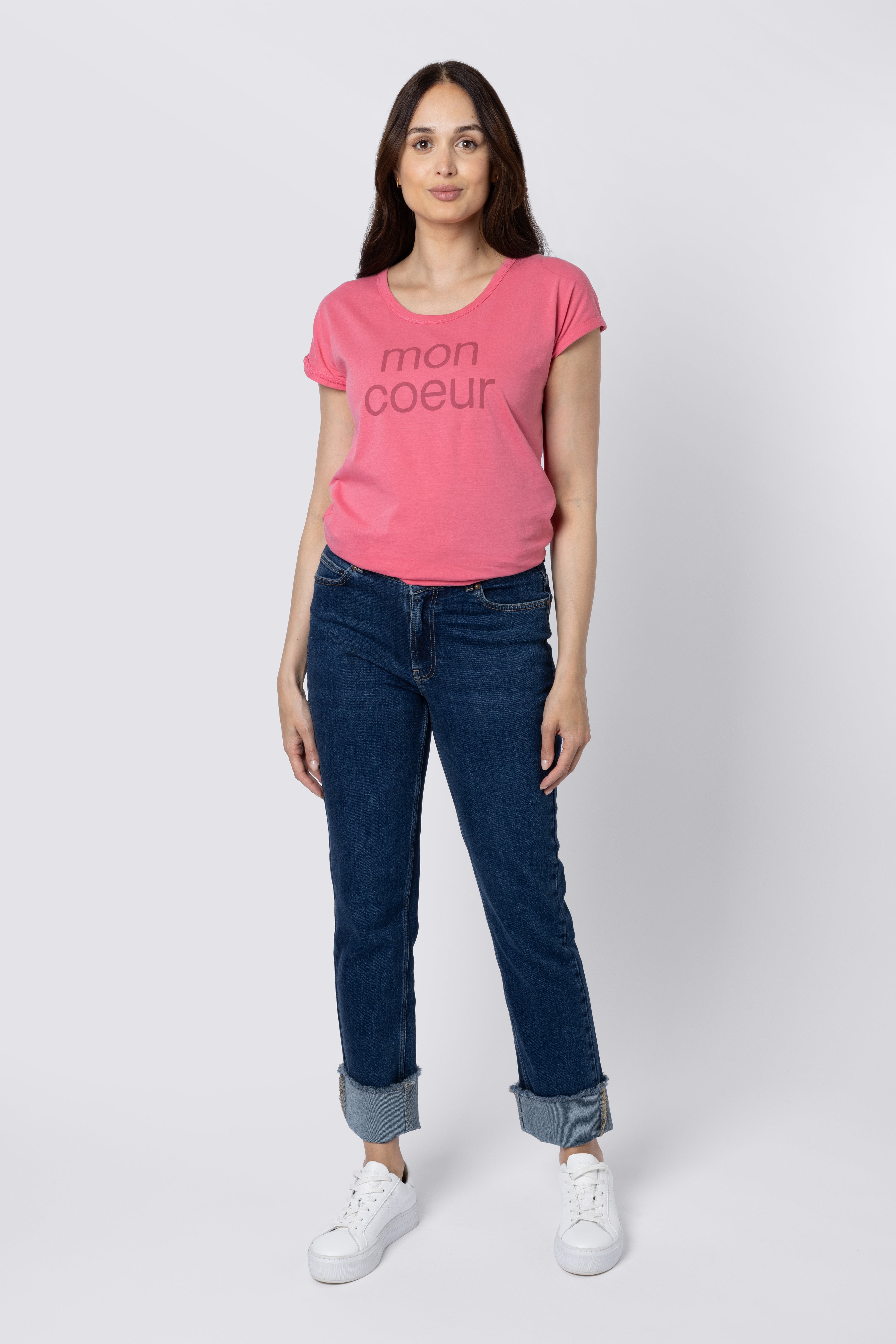 Mon Coeur Roll Sleeve T-Shirt Pink