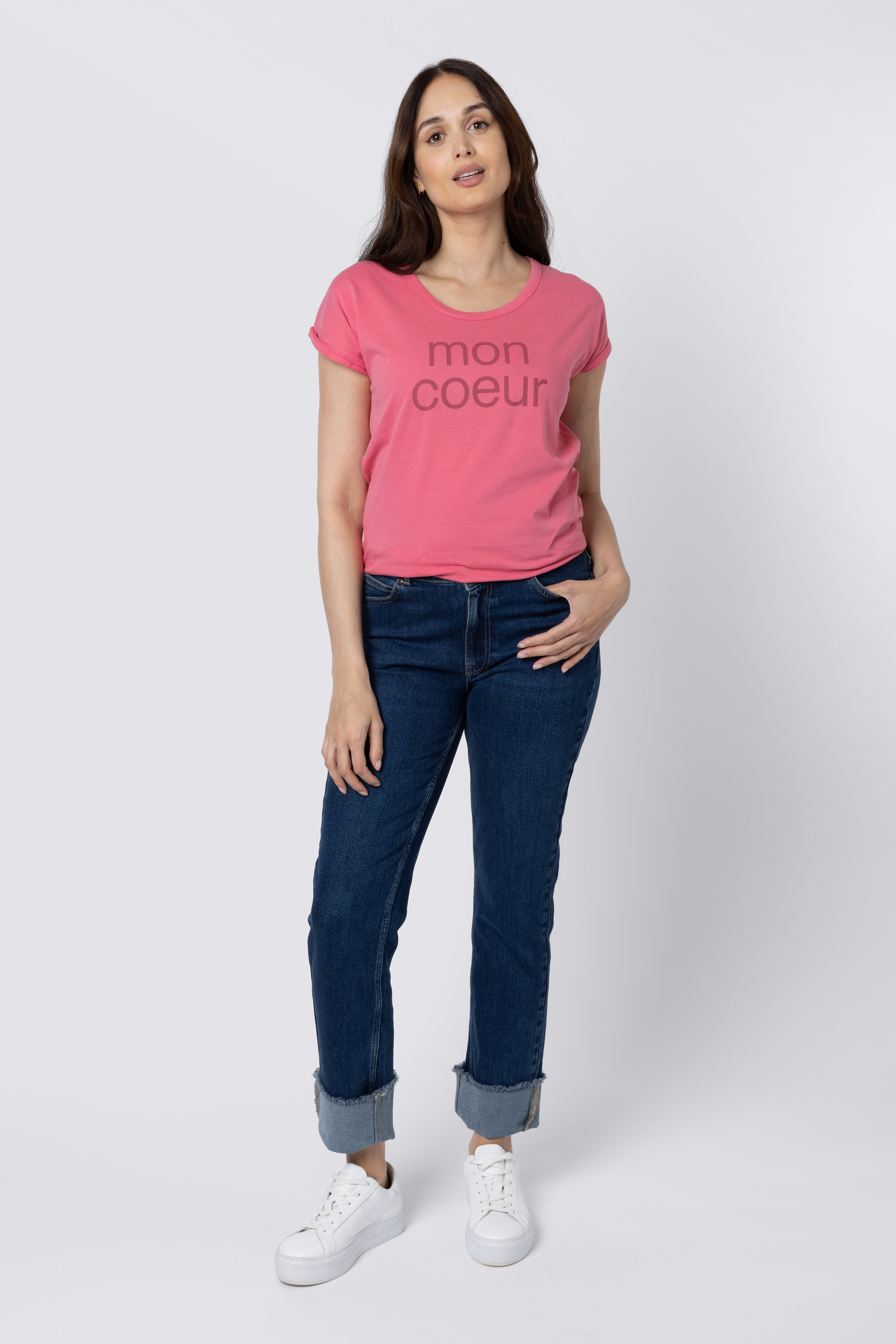 Mon Coeur Roll Sleeve T-Shirt Pink