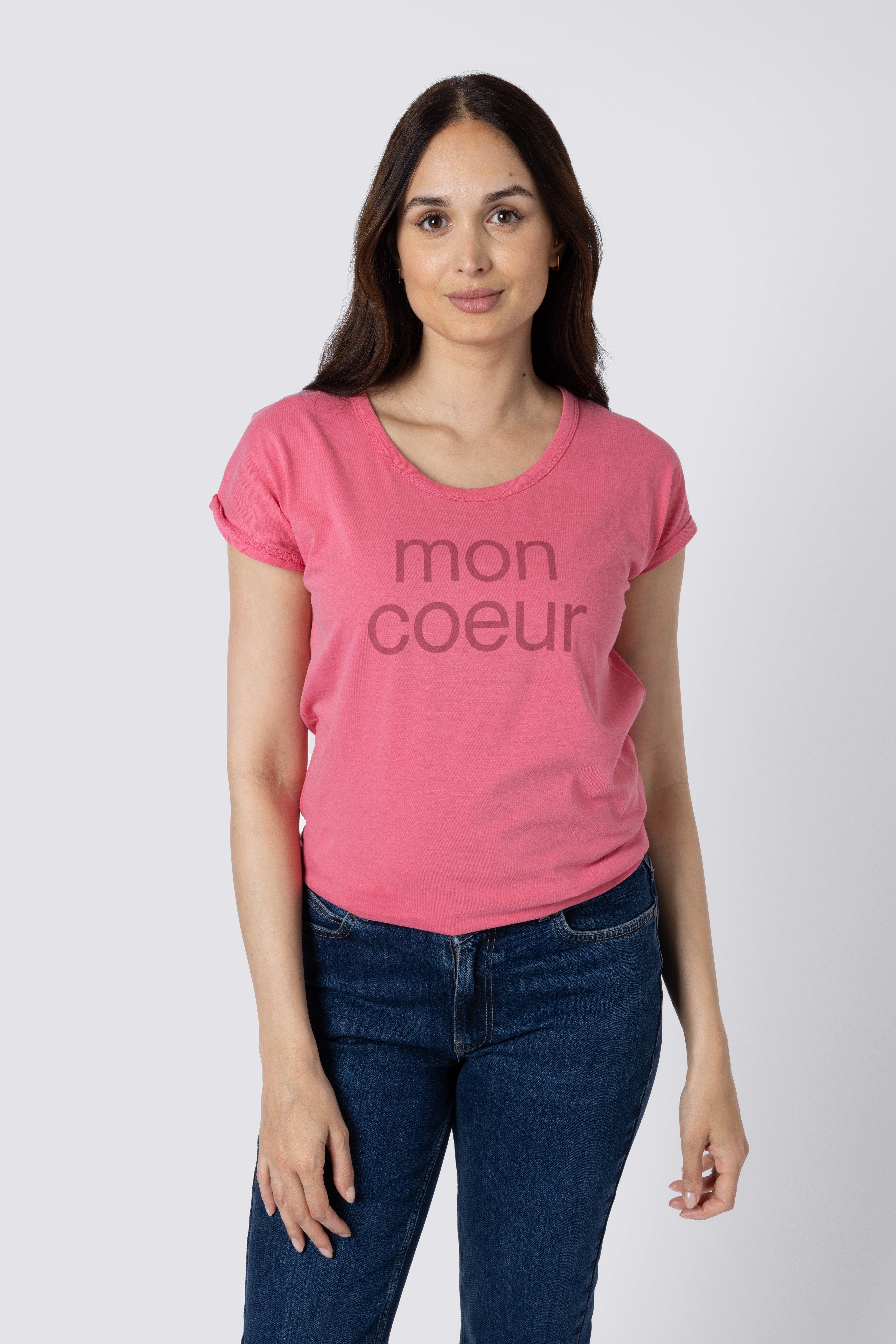 Mon Coeur Roll Sleeve T-Shirt Pink