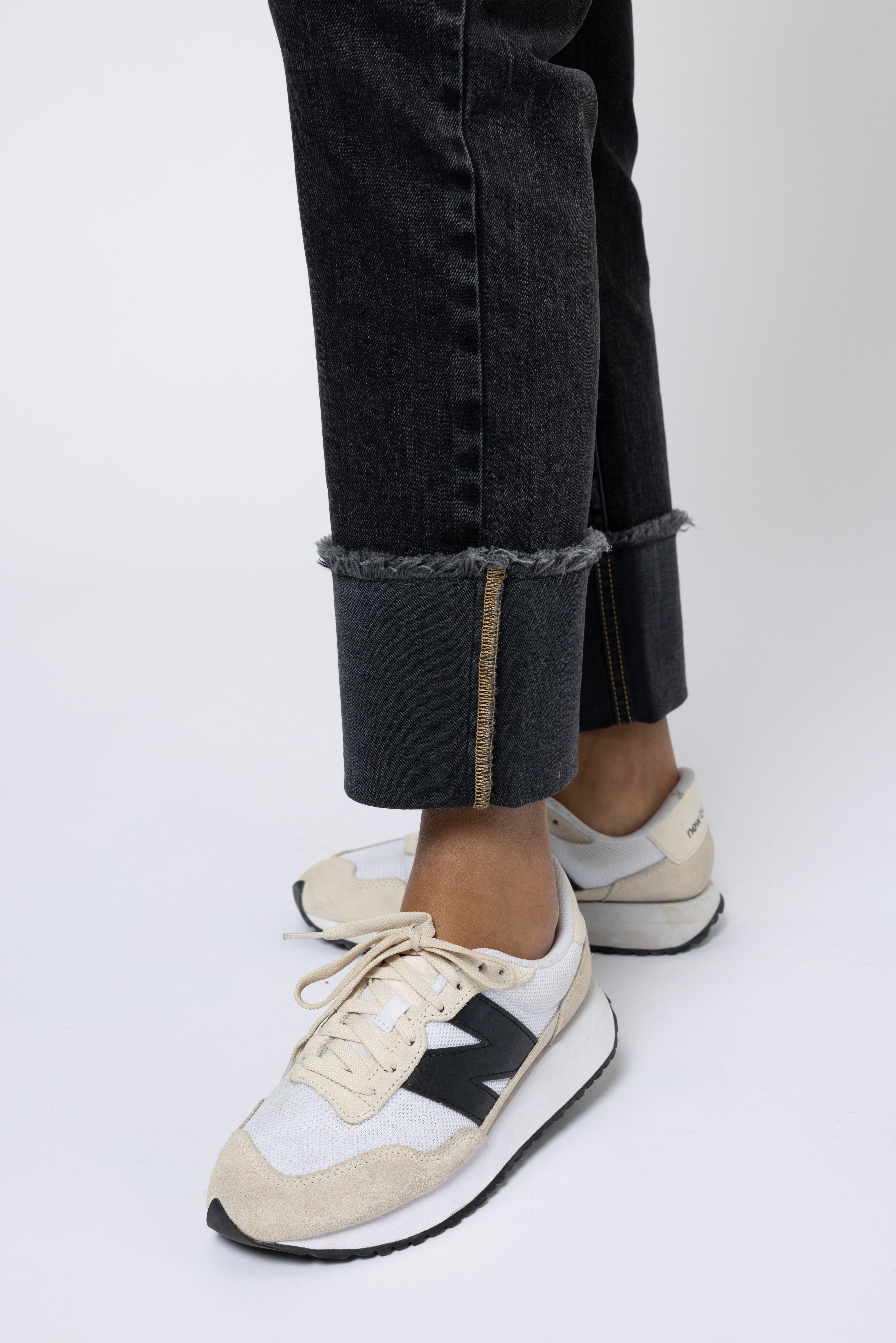 model wearing deep cuff jeans