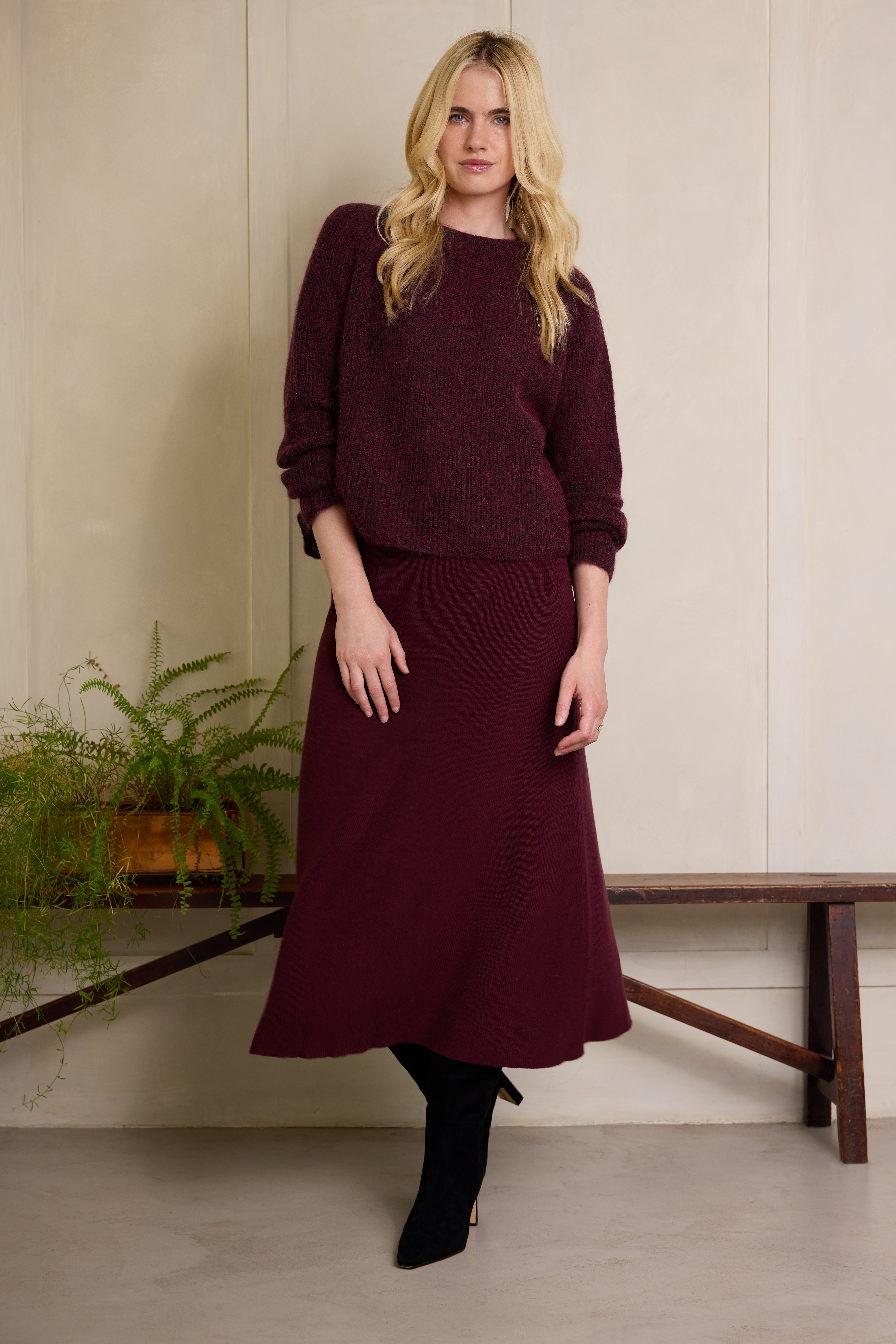 Rae Rib Skirt - Burgundy