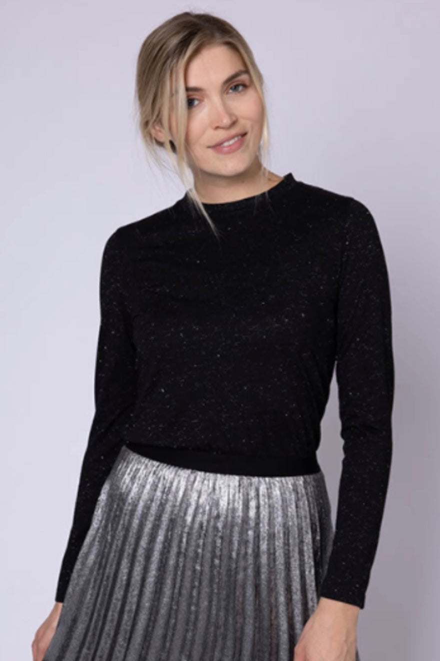 Leni Sparkle Long Sleeve T-Shirt - Black (XS) - Eleven Loves