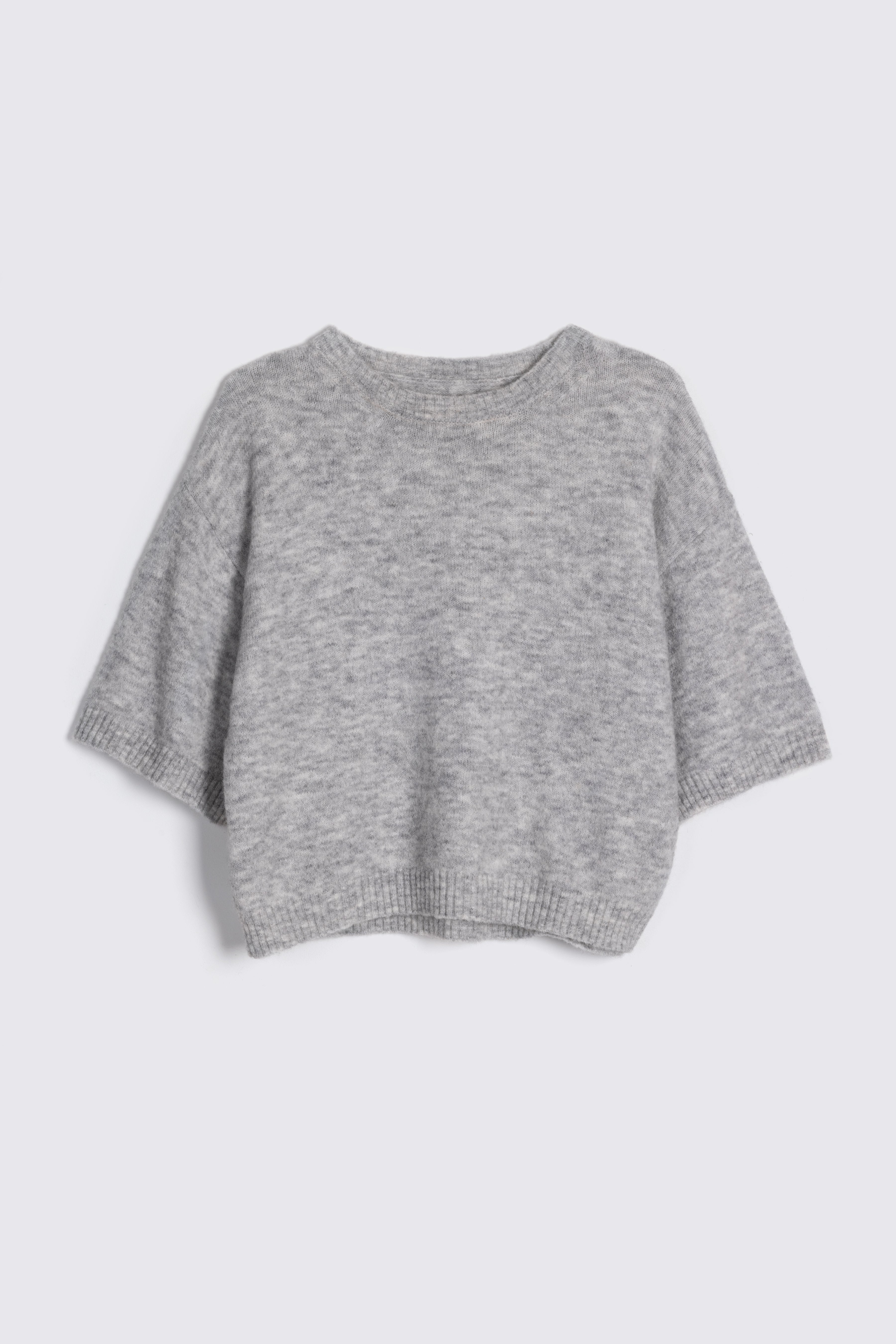 NINA SHORT SLEEVE JUMPER WOMENS SHORT SLEEVE JUMPER GREY KNIT ELEVEN LOVES 11LOVES