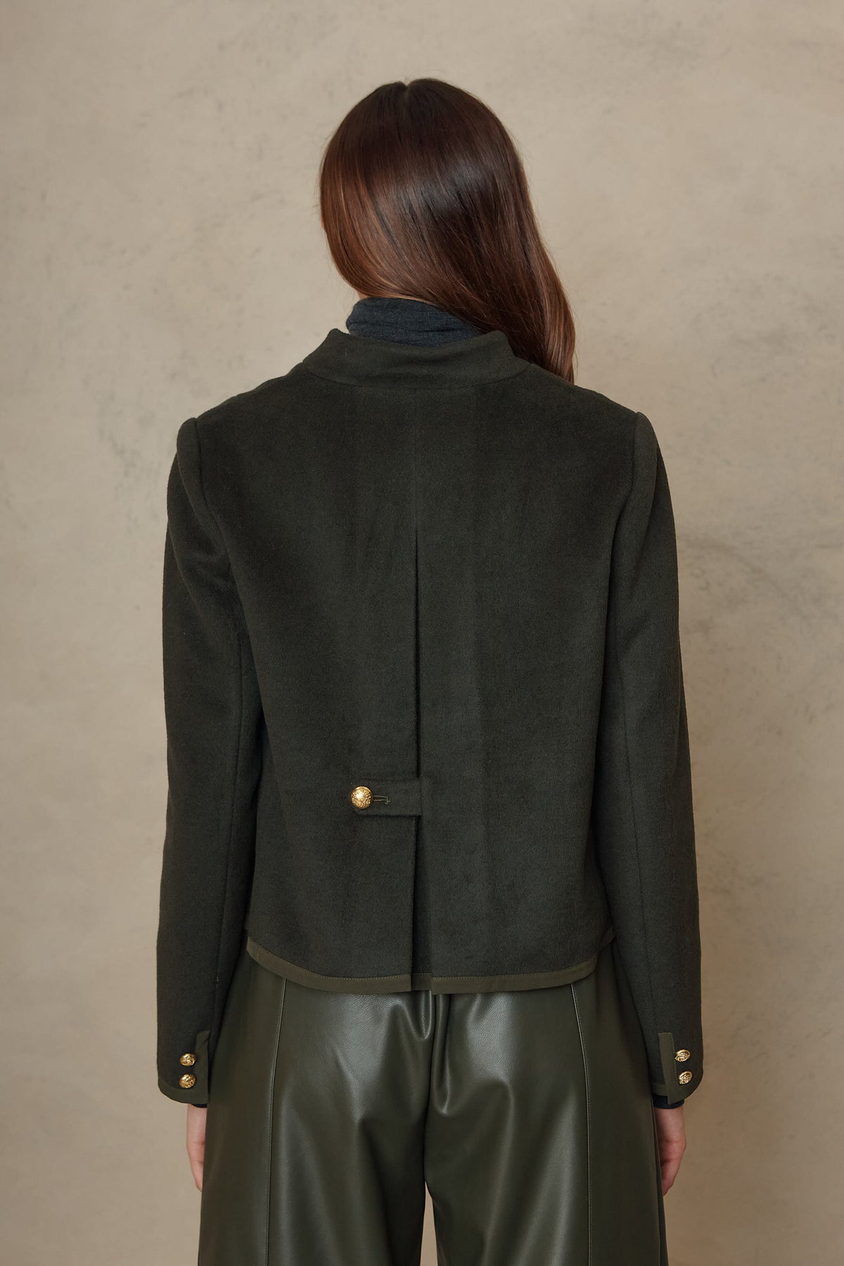 Greta military swing jacket in olive