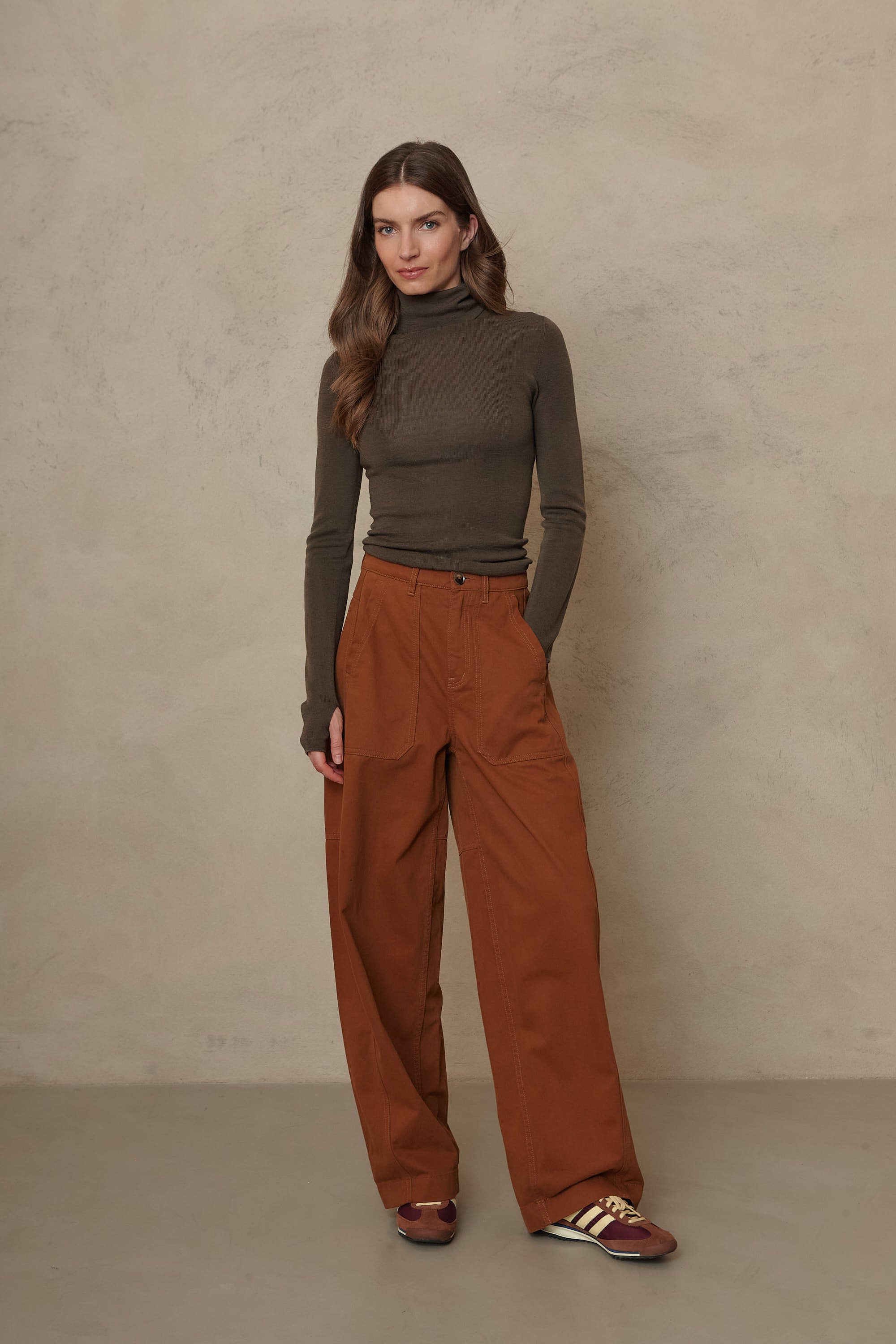 Billie Barrel Leg Trousers - Camel