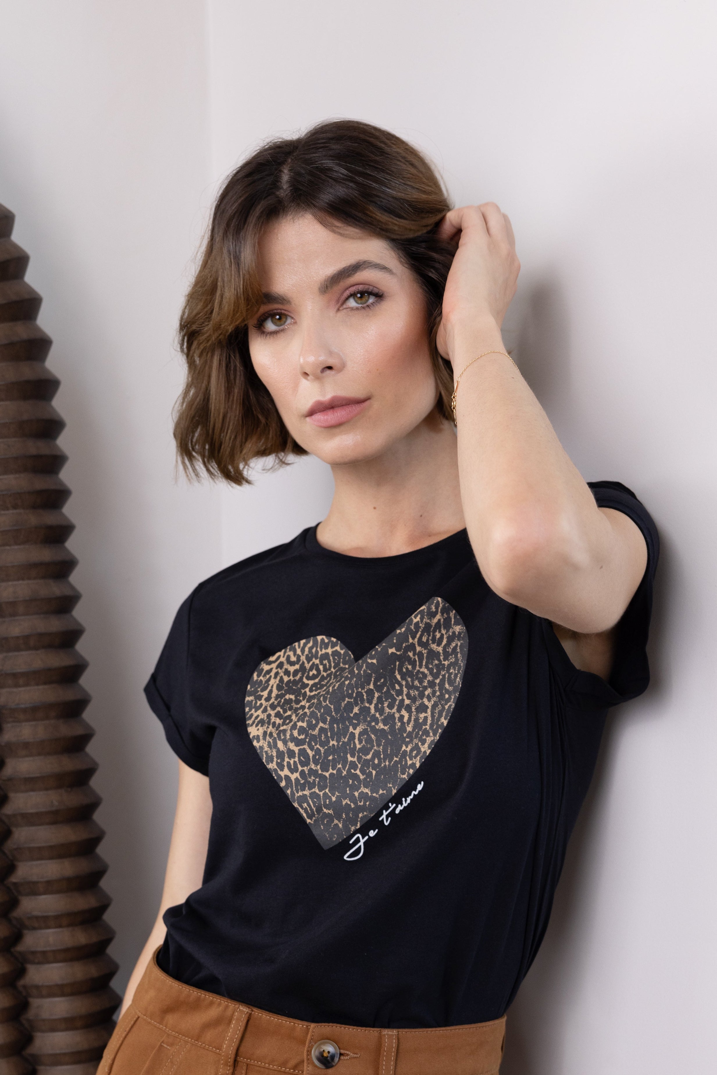 Model wearing Heart T Shirt Eleven Loves