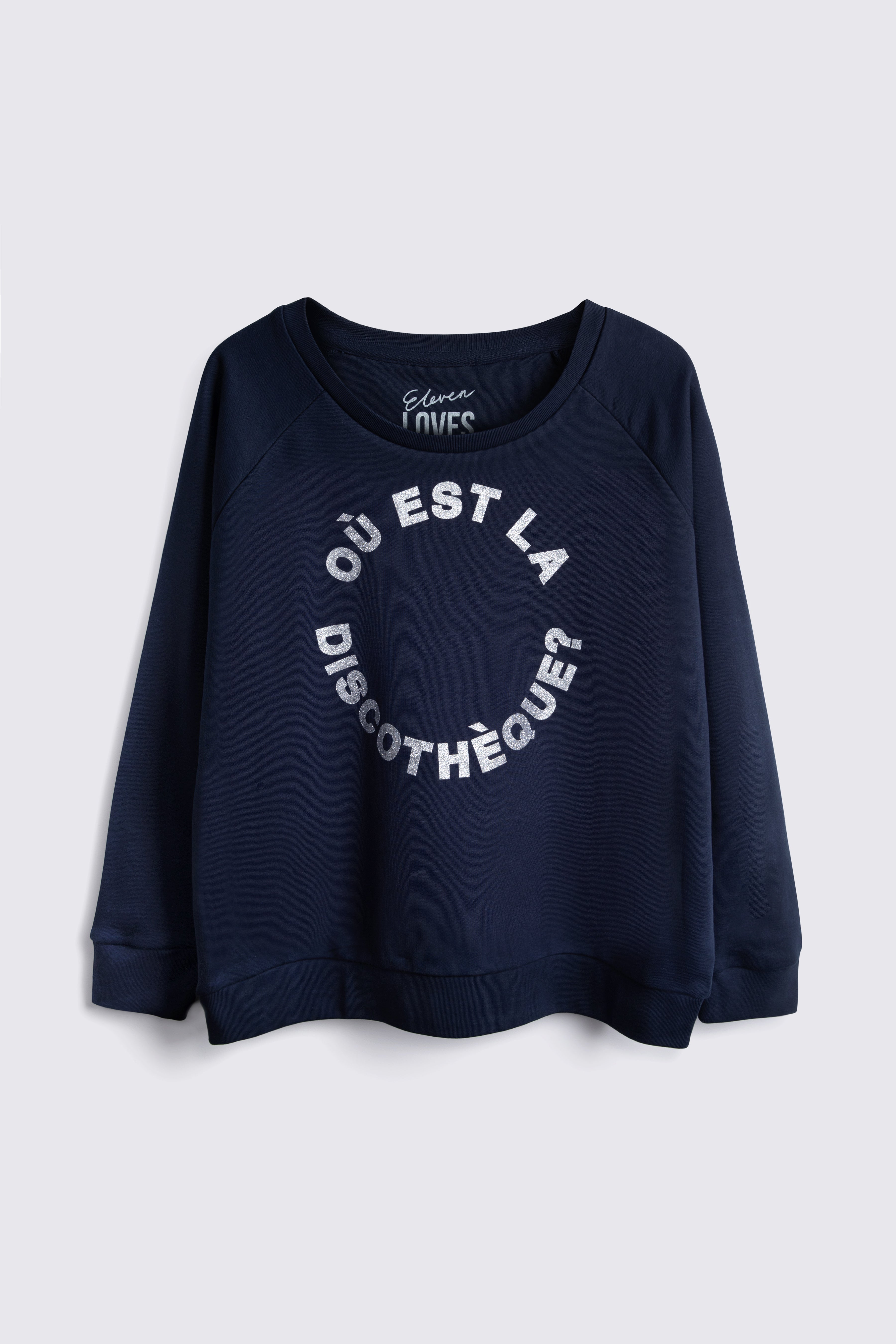 Où Est La Discothèque? Sweatshirt - Navy/Silver
