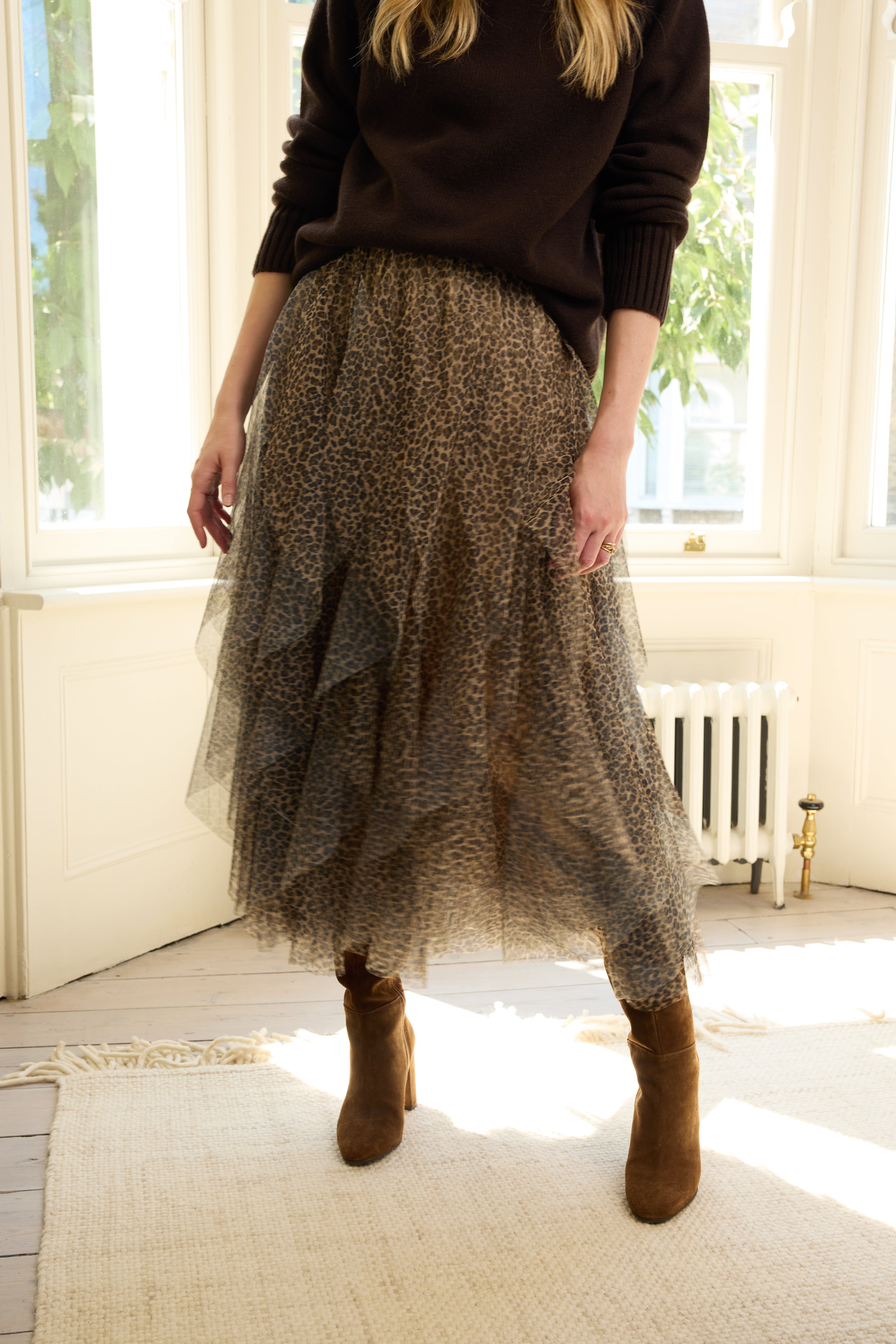 Iris Tulle Maxi Skirt - Leopard