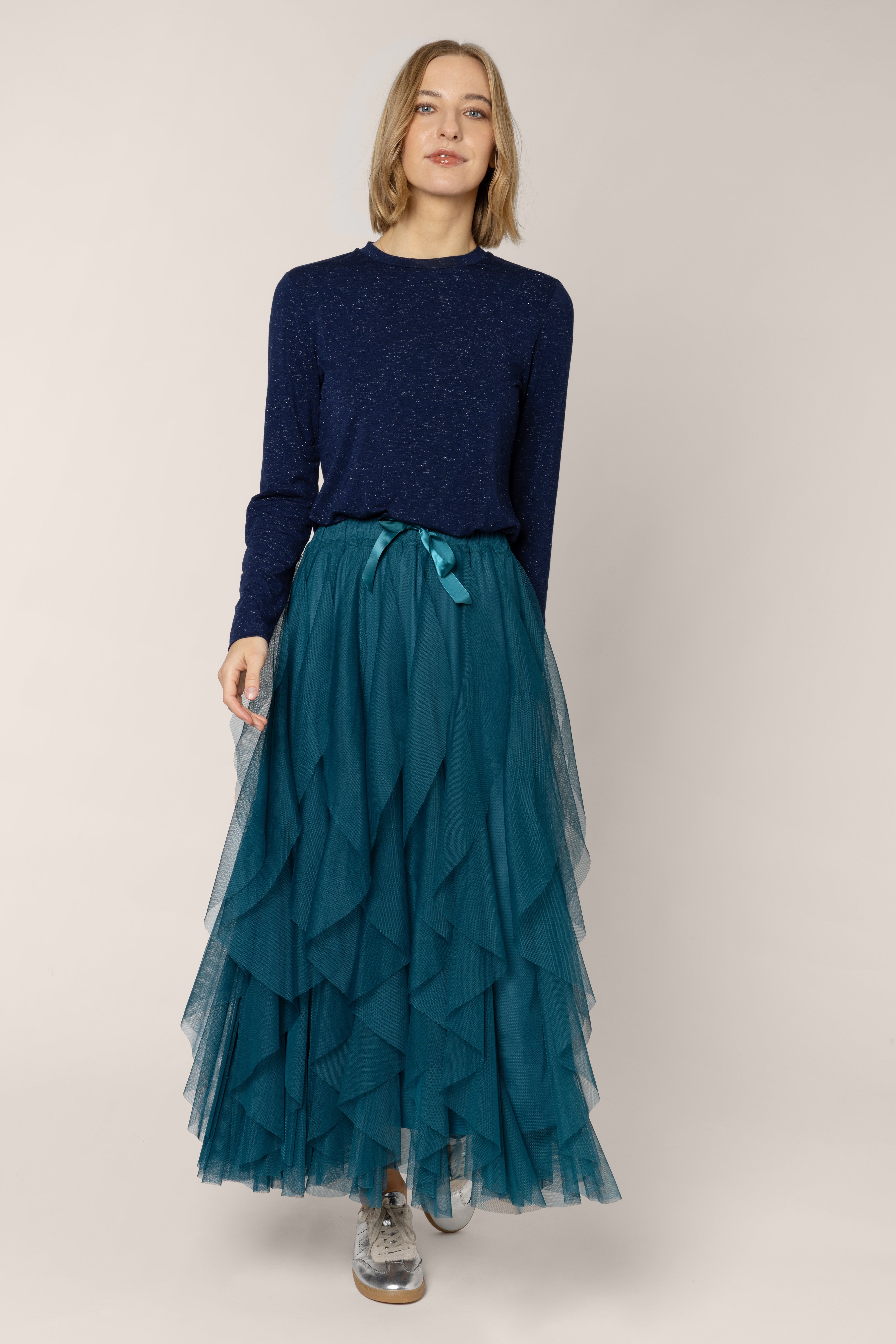 Leni Sparkle Long Sleeve T-Shirt - Navy