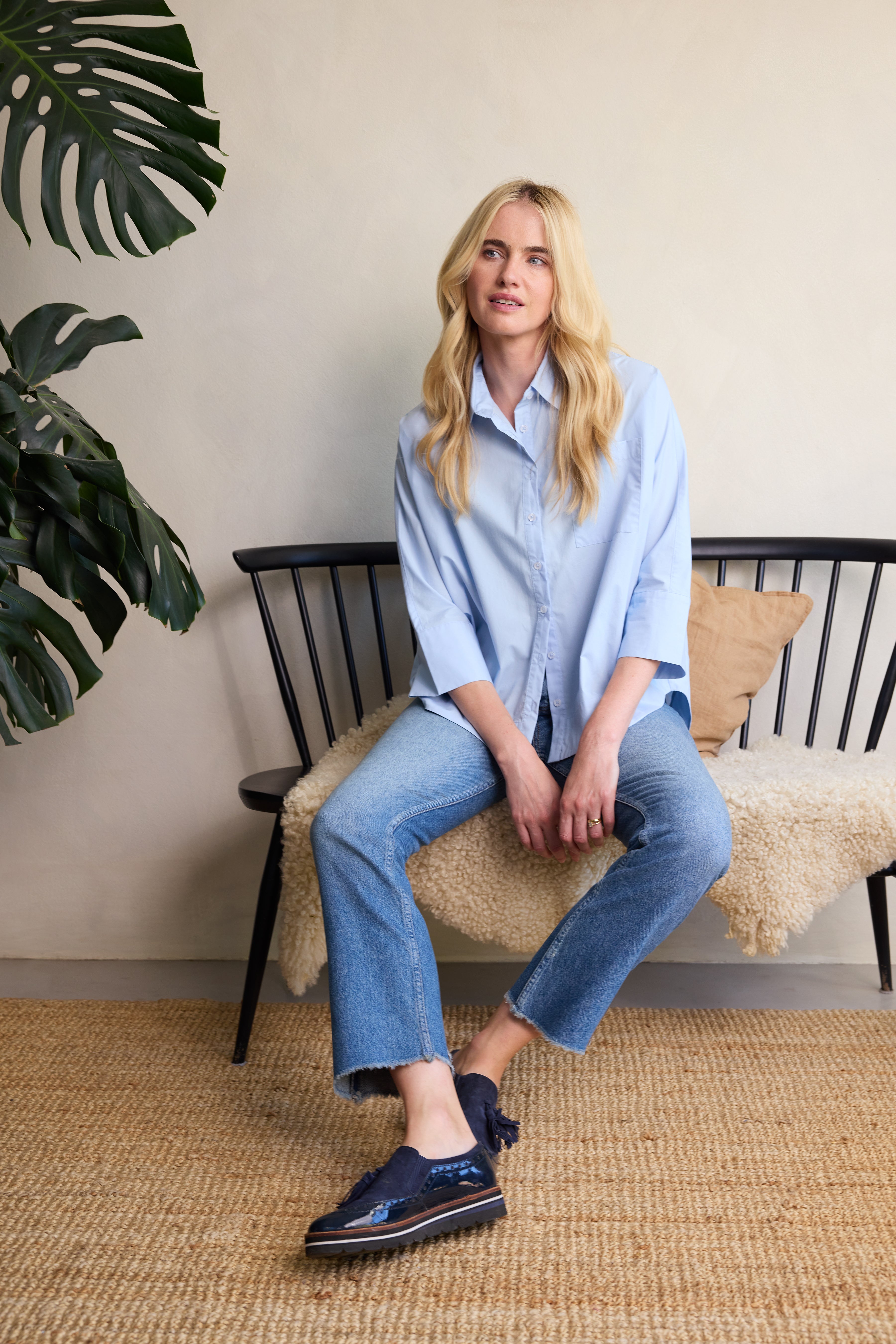 Olivia Oversized Poplin Shirt - Powder Blue - Eleven Loves