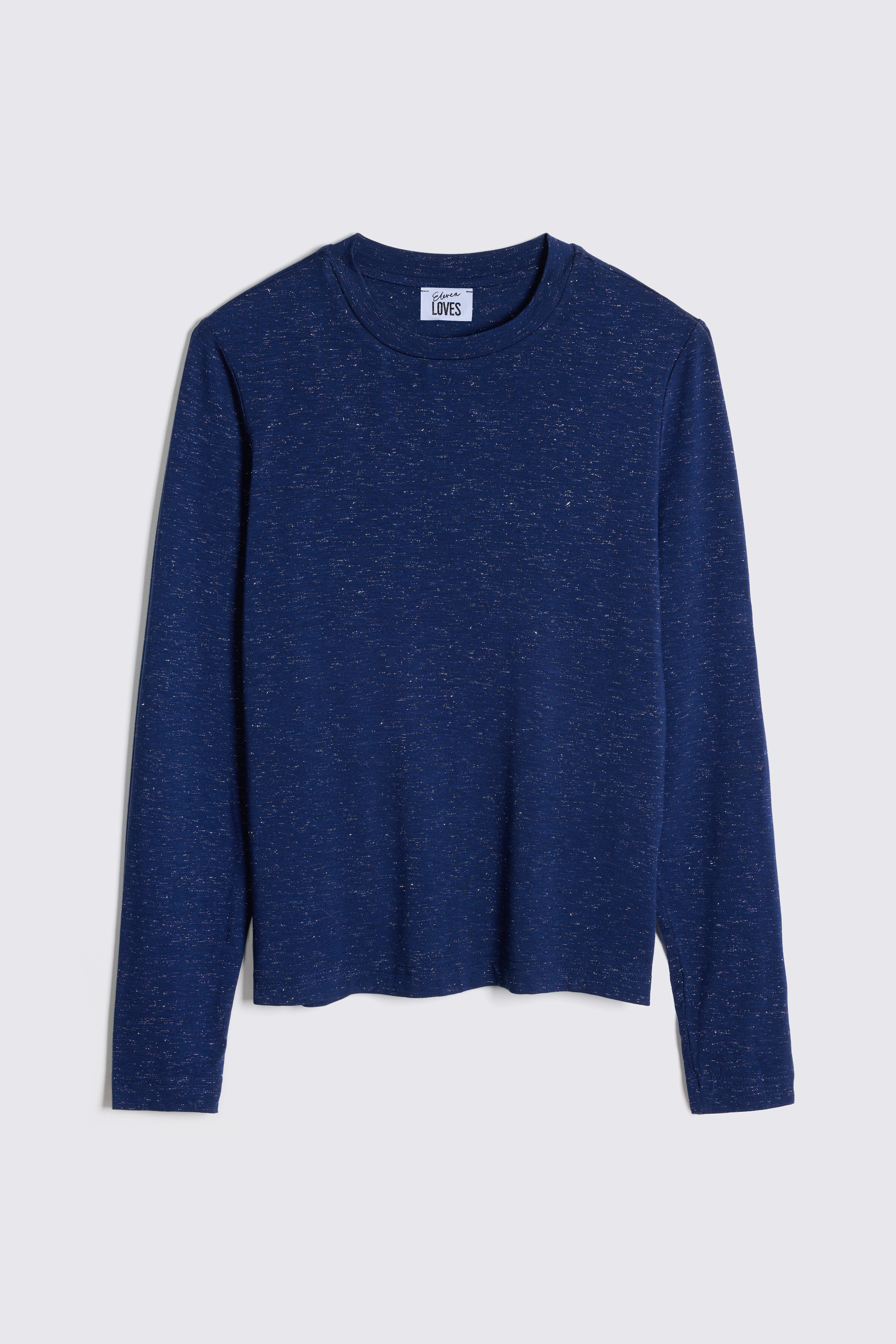 Leni Sparkle Long Sleeve T-Shirt - Navy