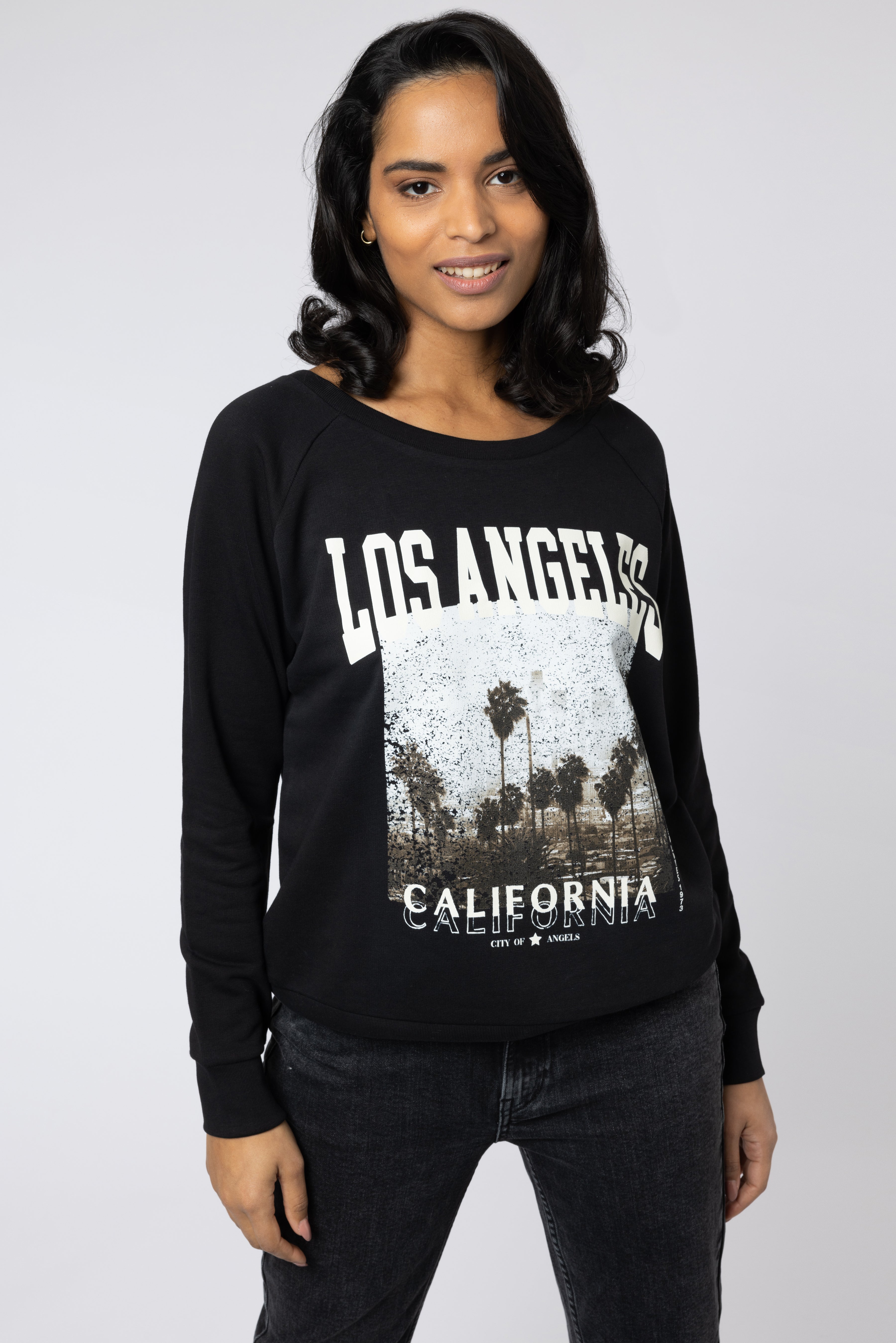 Eleven loves elevenloves 11 loves ellenloves sustainable los angleles sweatshirt washed black printed sweatshirt