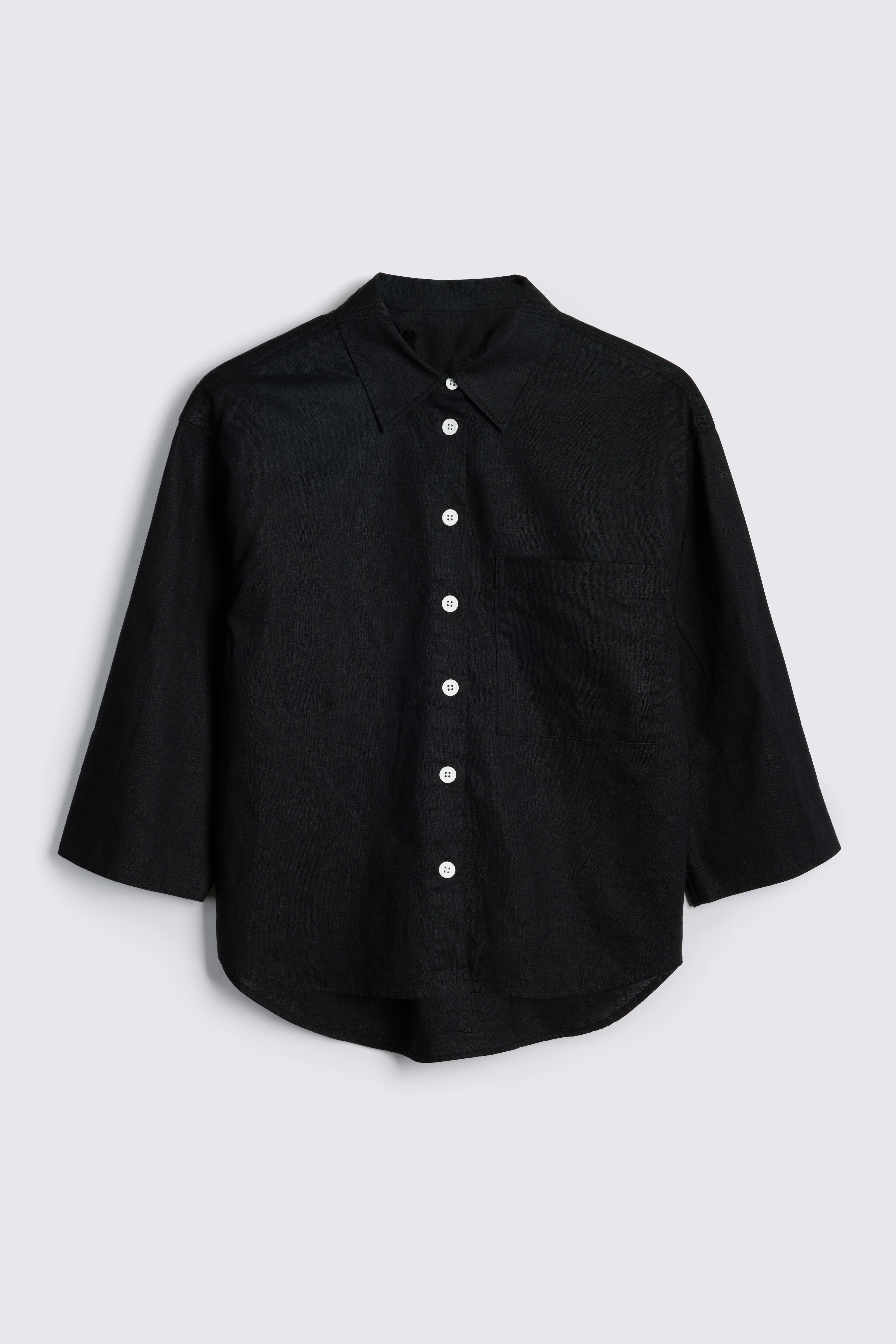 Lulu Linen Blend Shirt - Black - Eleven Loves