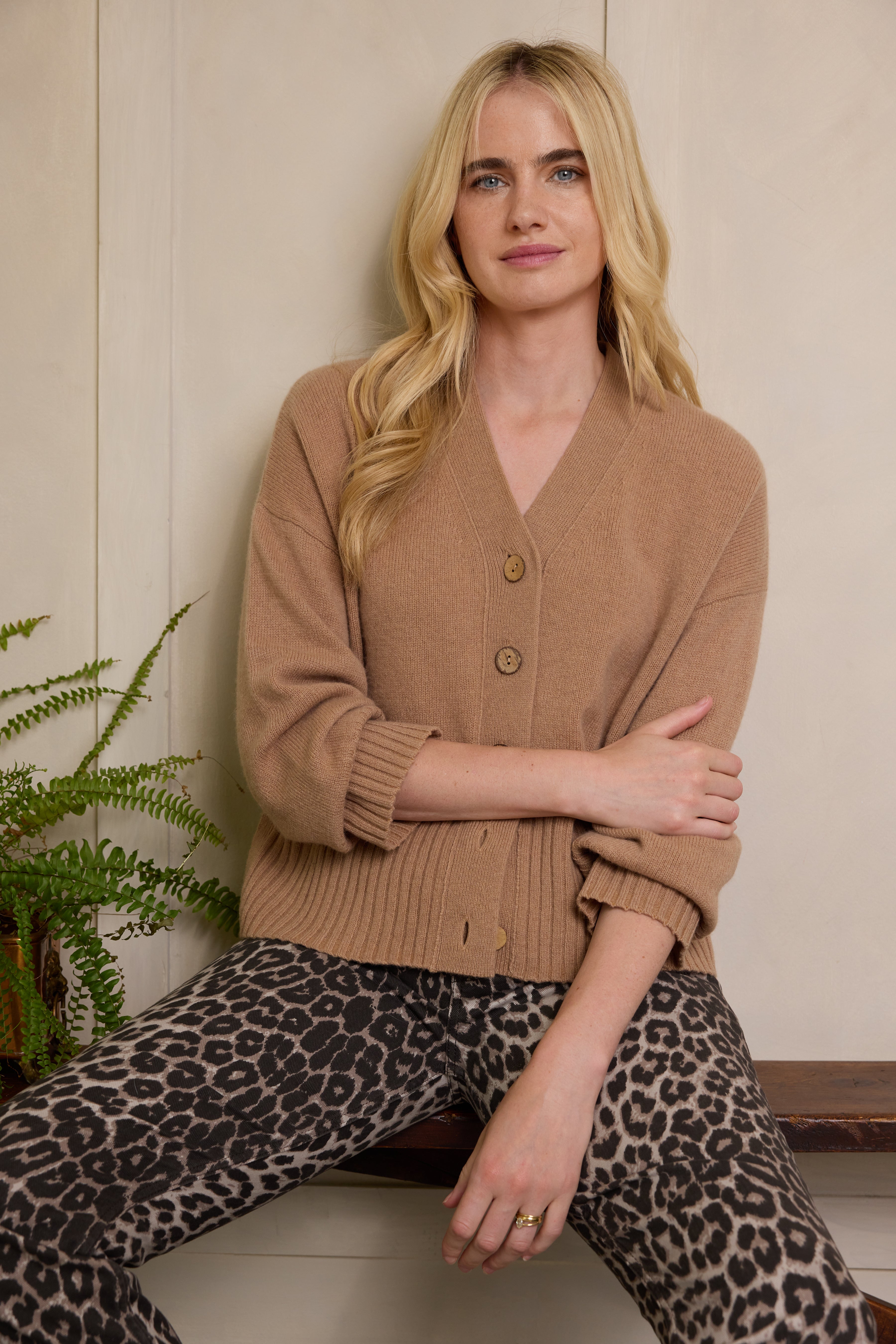 Maria Merino Wool Cardigan - Camel