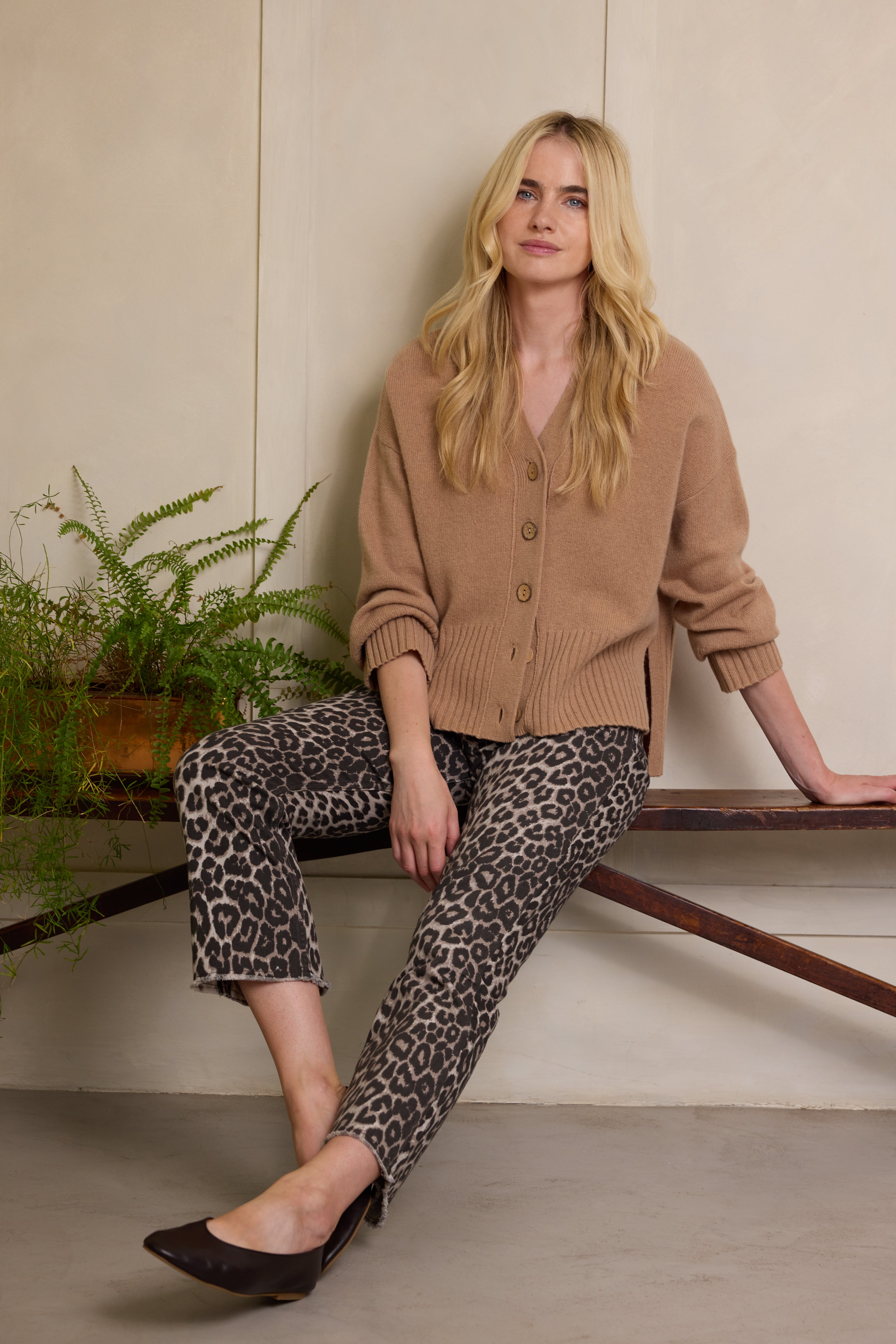 Maria Merino Wool Cardigan - Camel