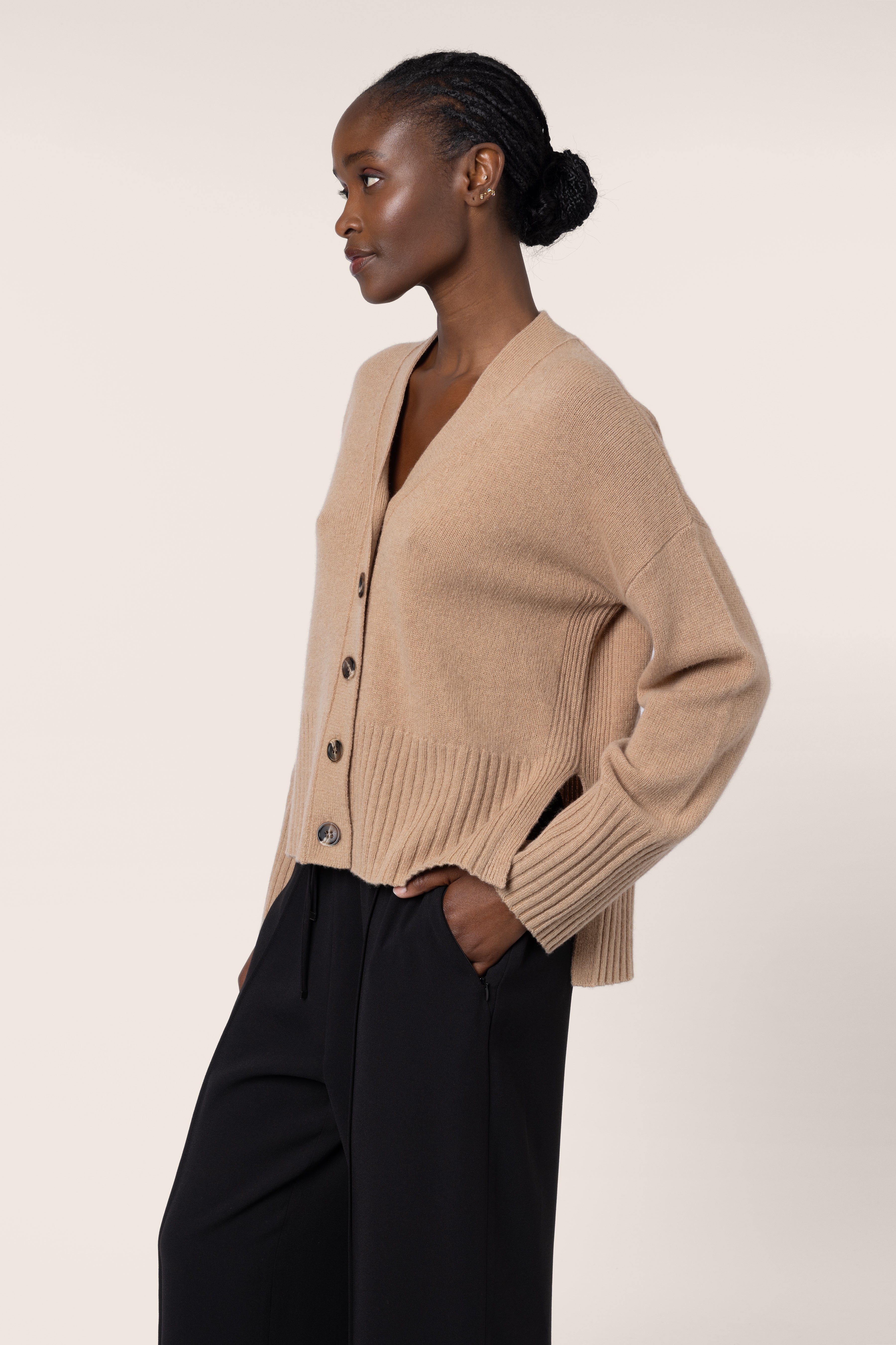 Maria Merino Wool Cardigan - Camel
