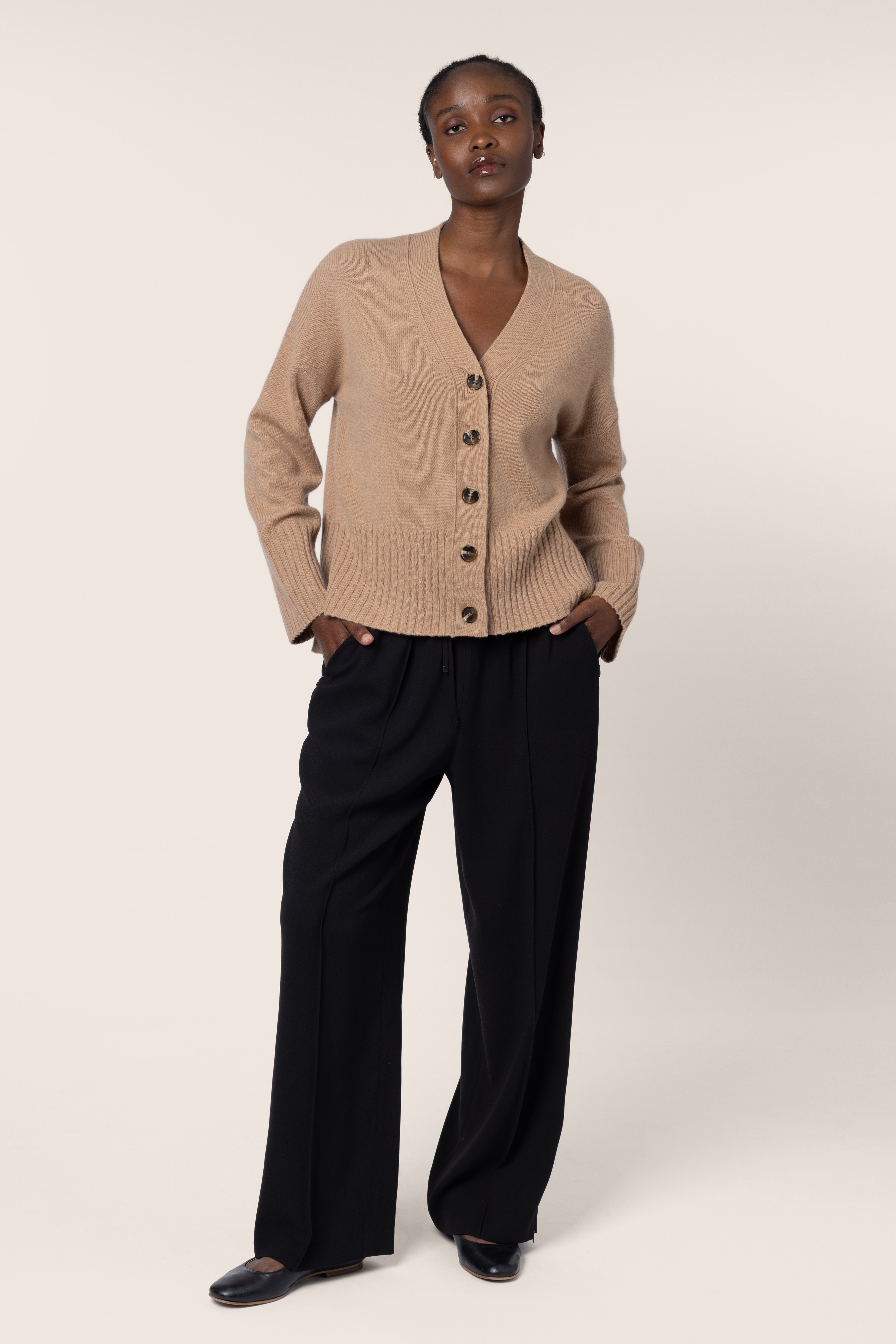 Maria Merino Wool Cardigan - Camel