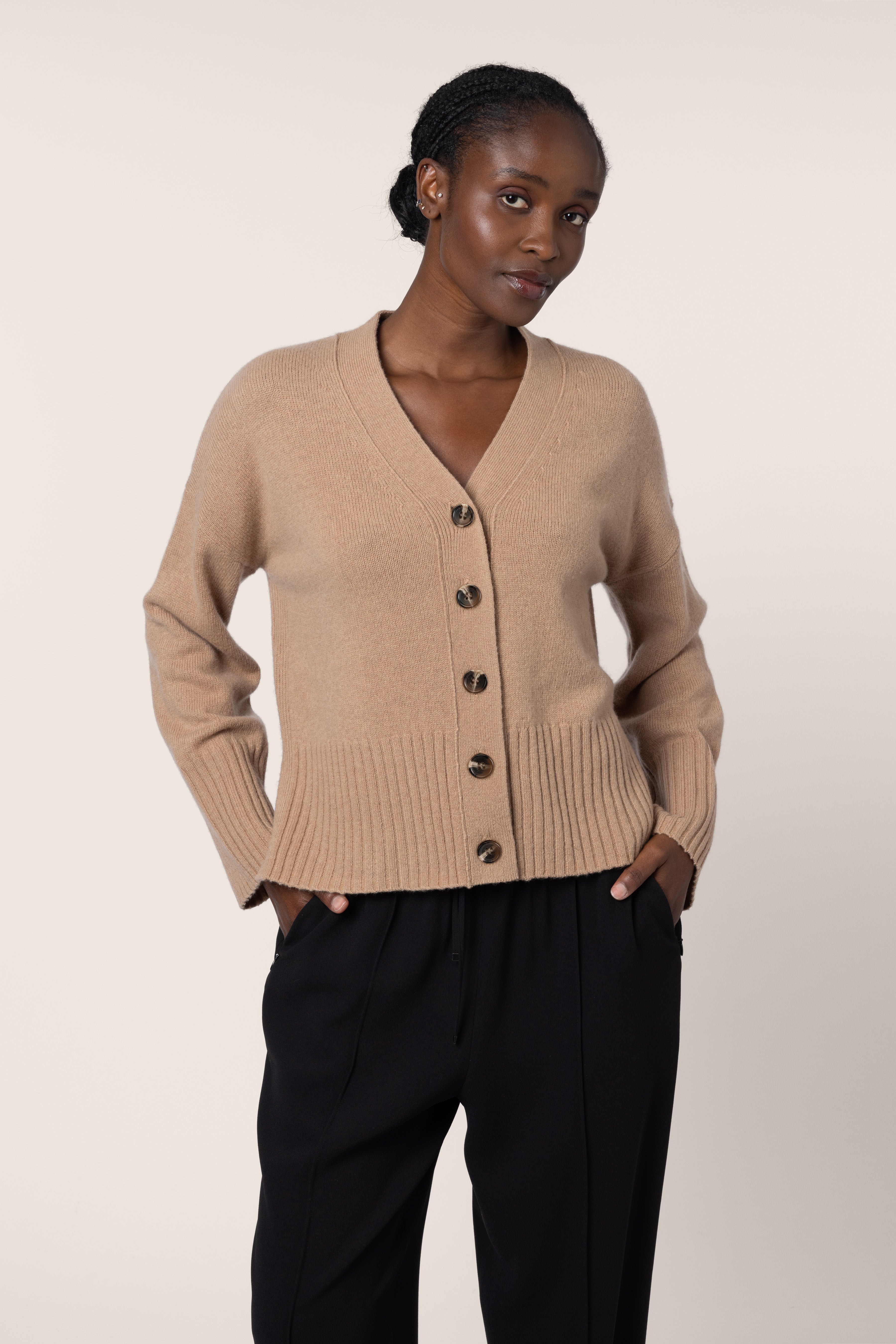 Maria Merino Wool Cardigan - Camel
