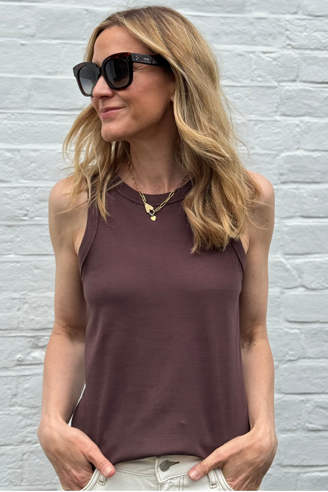 Maya Rib Jersey Vest - Chocolate