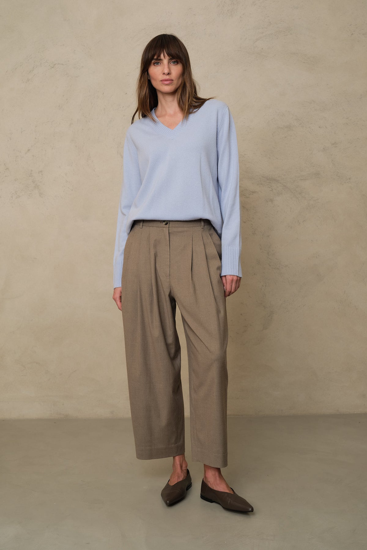 Eadie Pleat Front Trousers - Taupe