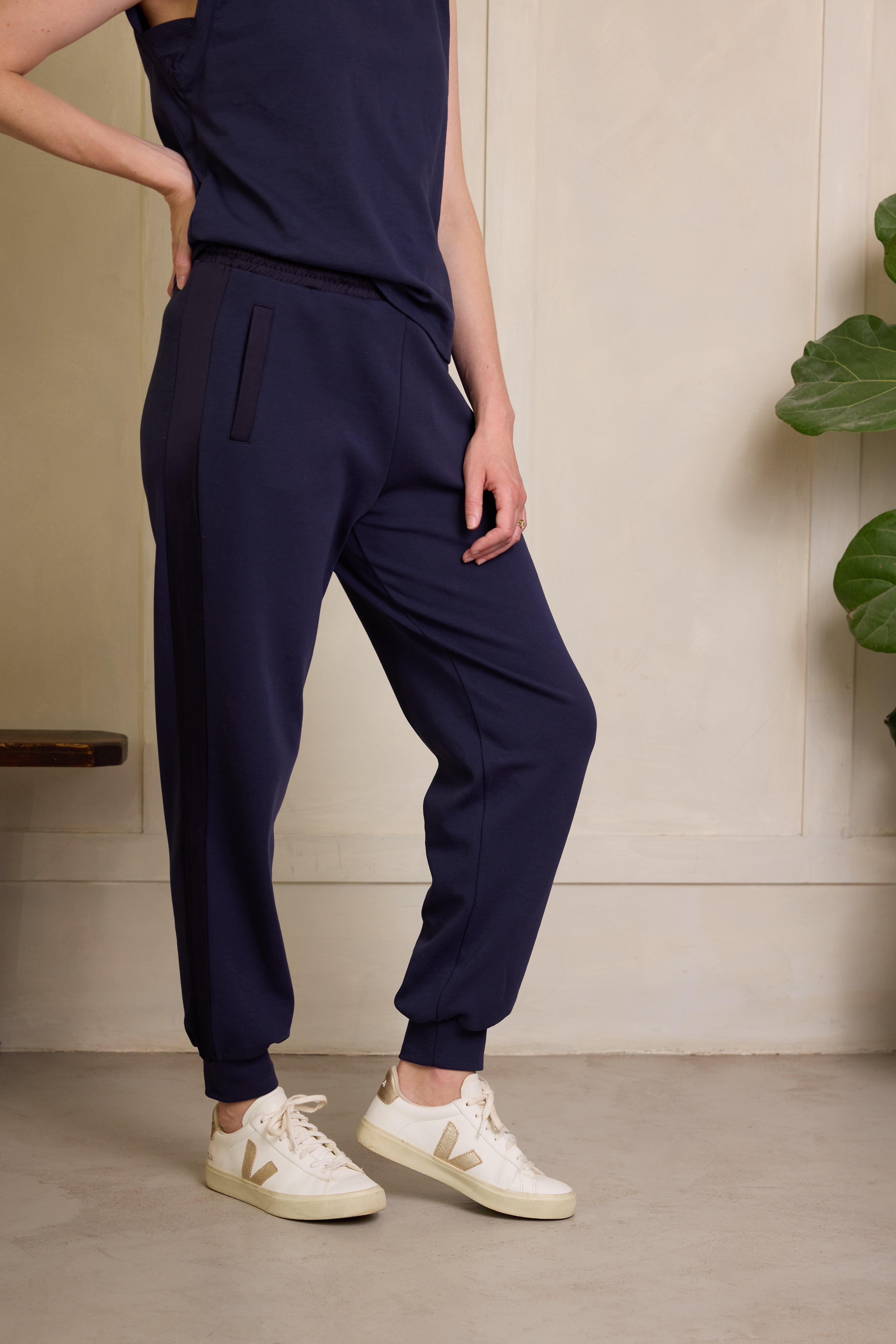 Perfect Side Stripe Joggers - Navy