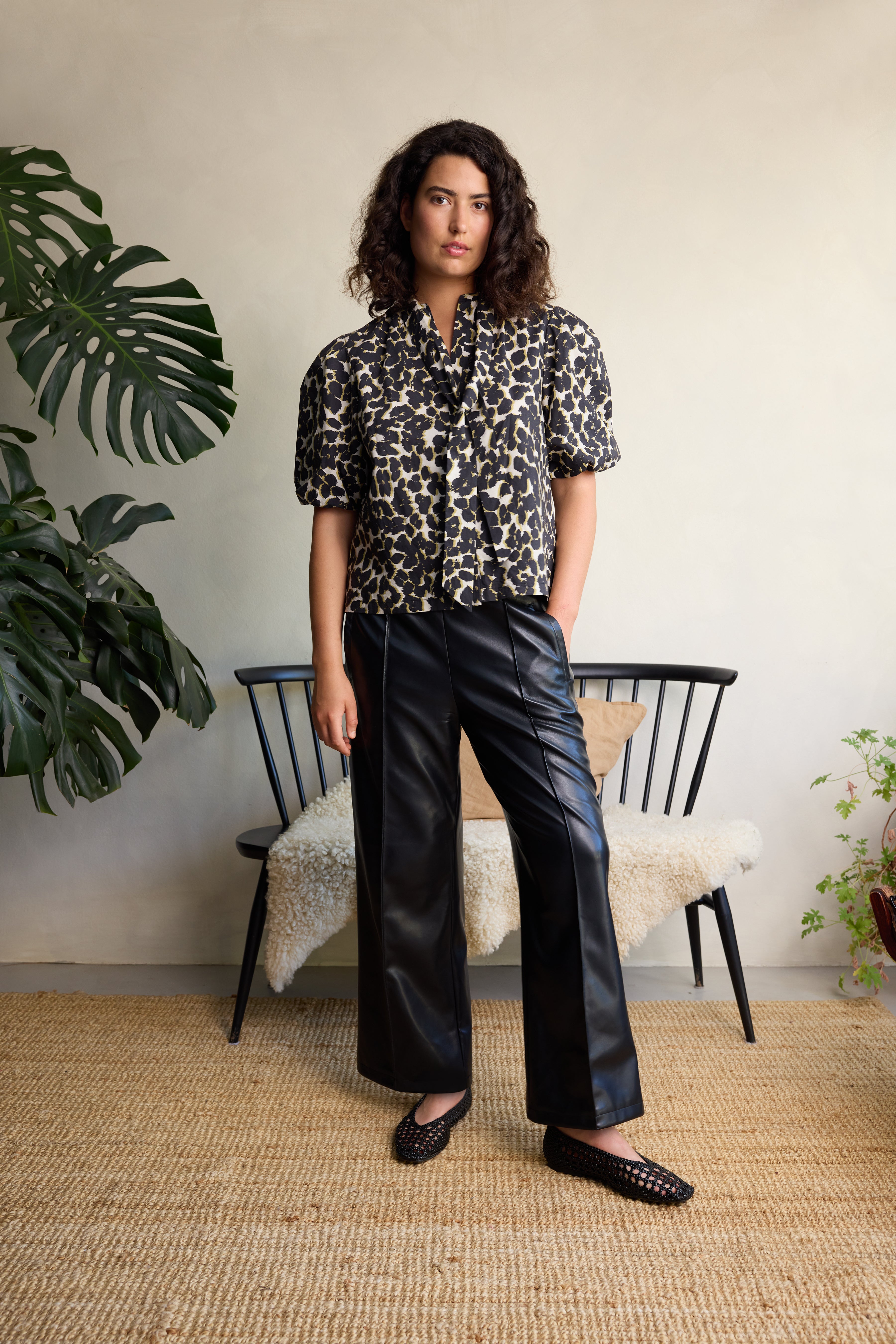 Poppy Puff Sleeve Blouse - Leopard