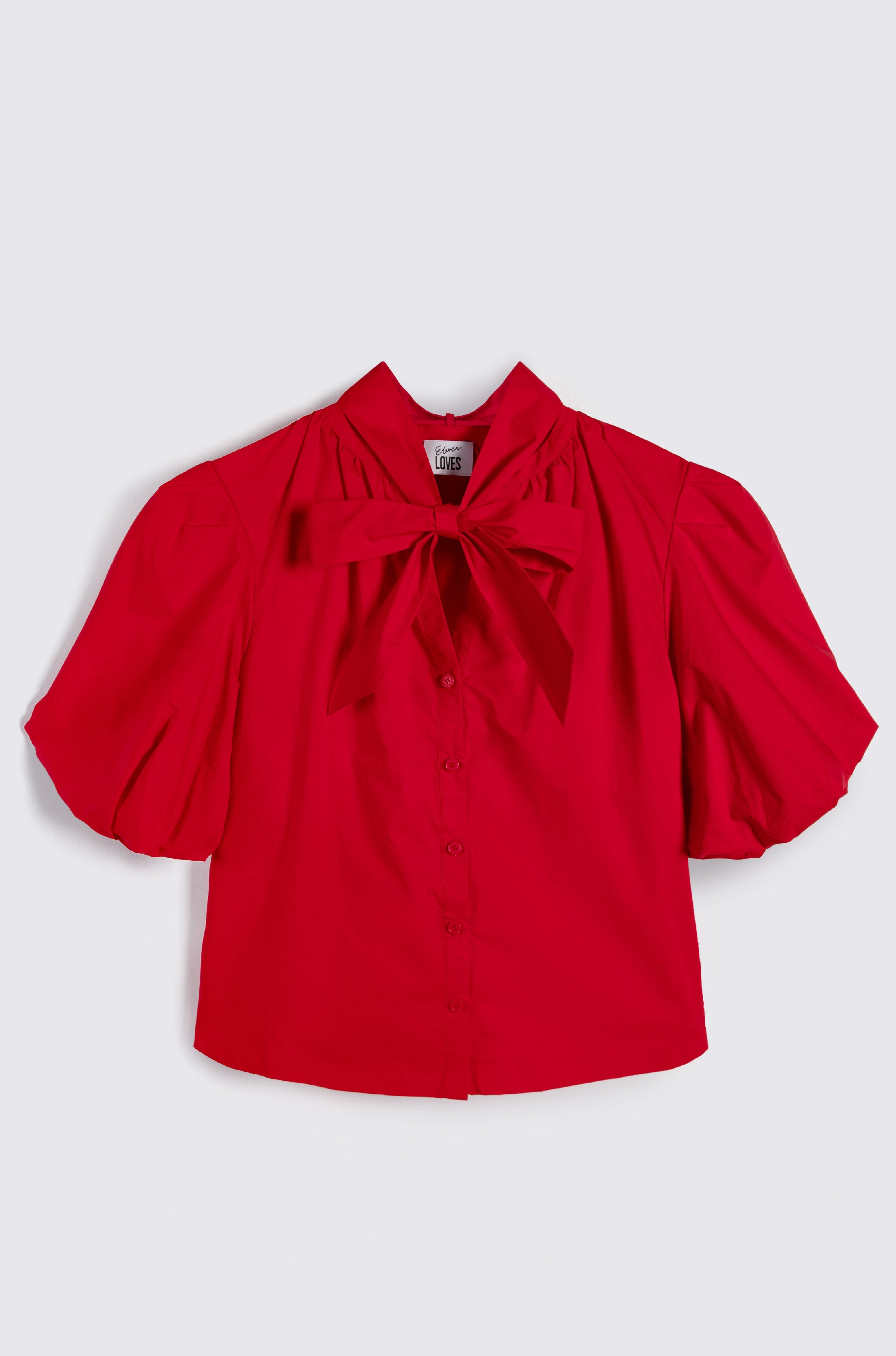 Poppy Puff Sleeve Blouse (Red)